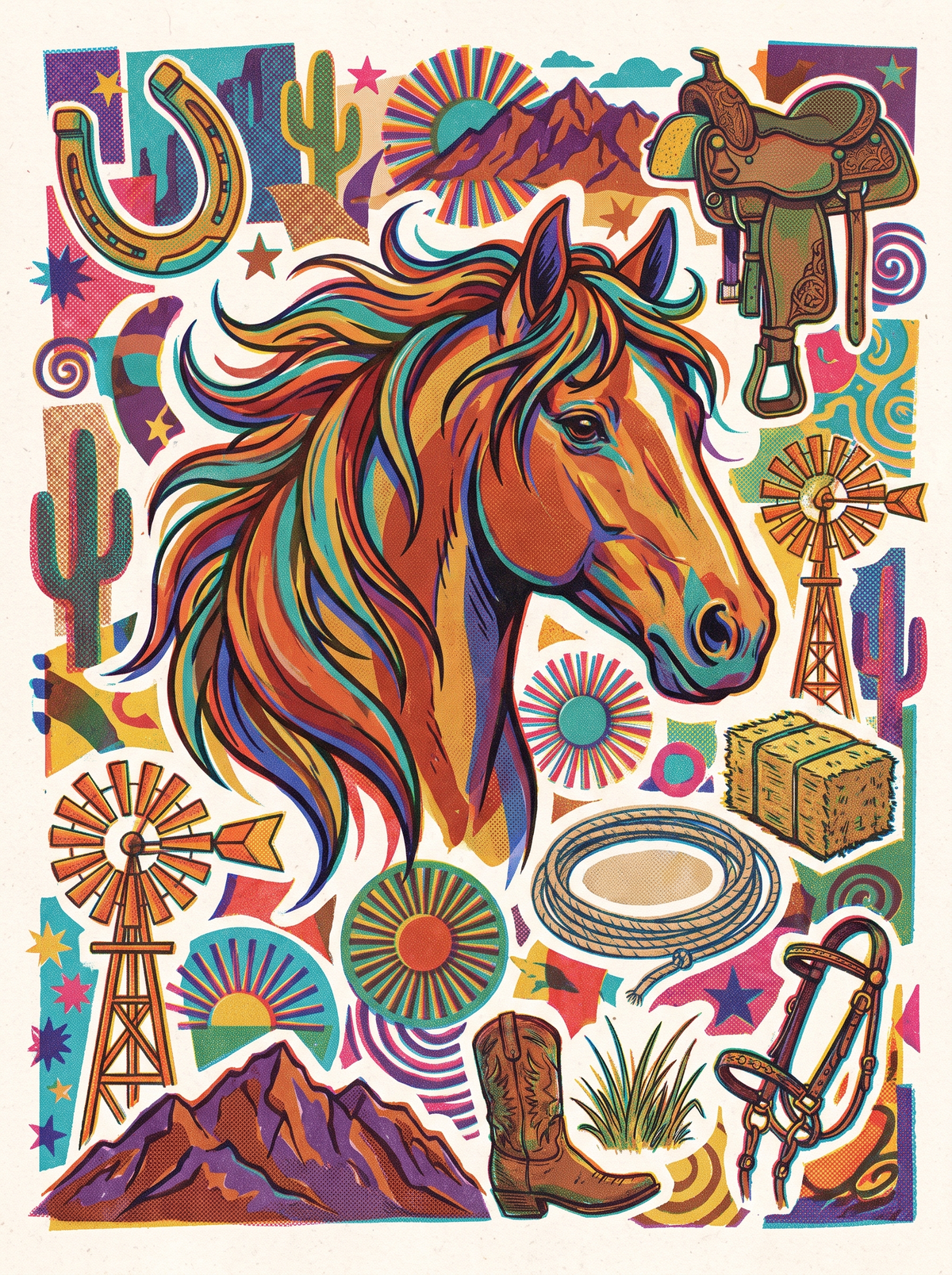Mustang Windmill Desert Scatter