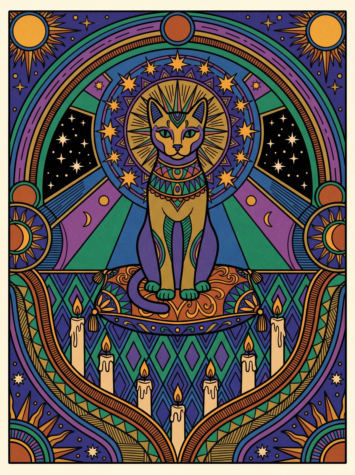 Mystic Cat On Cushion