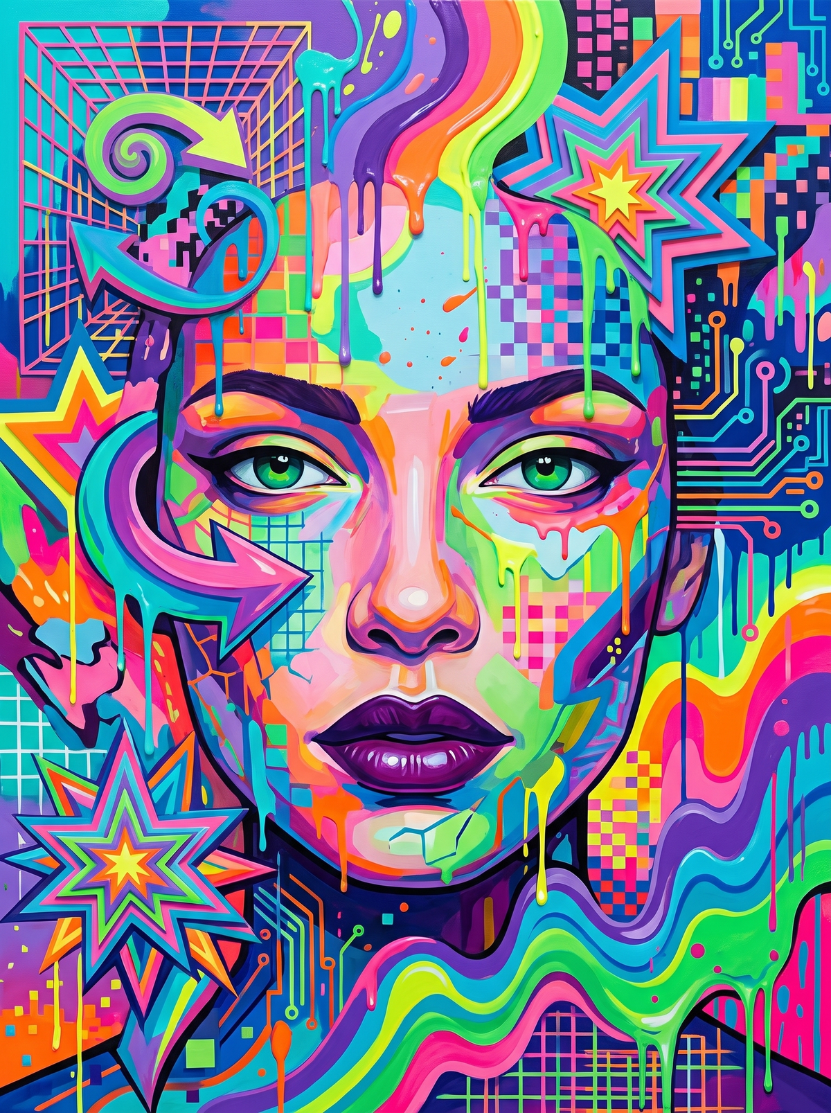 Neon Graffiti Face