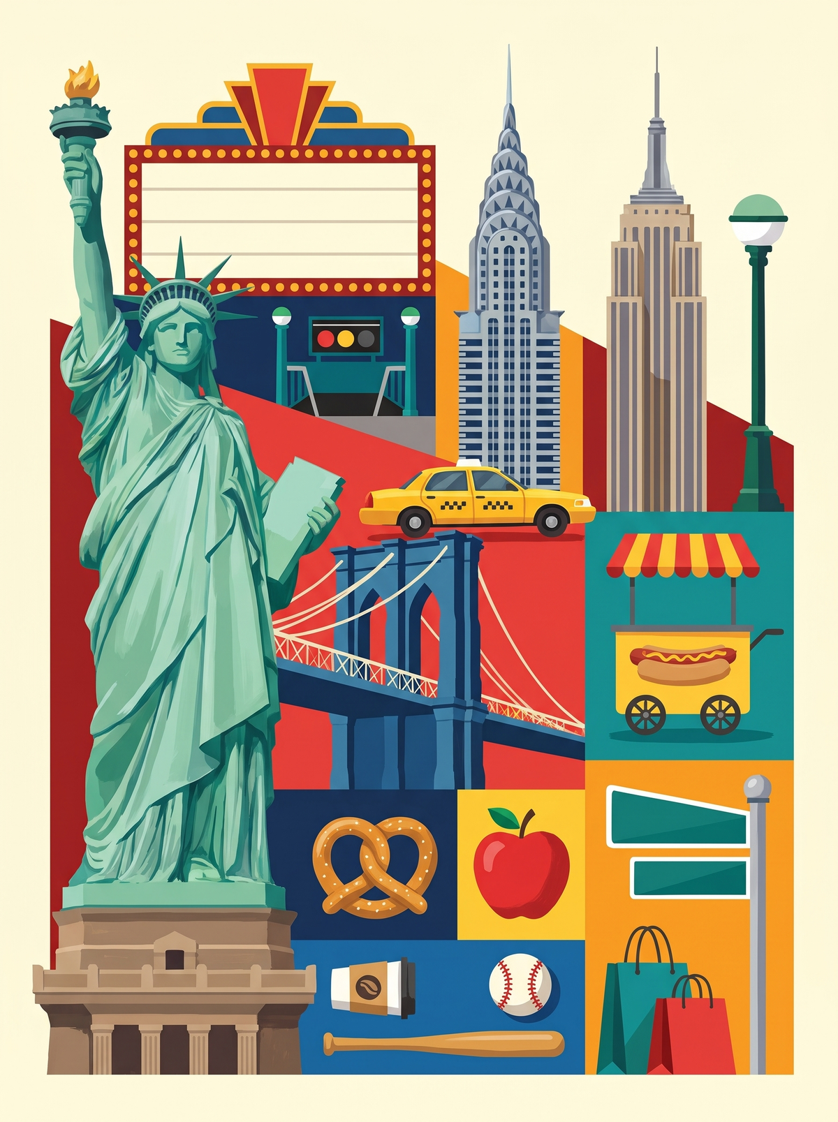 New York Taxi And Bridge