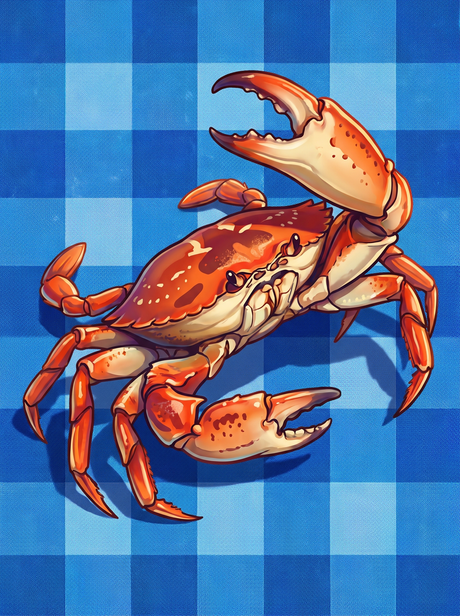 Orange Crab Blue Checks