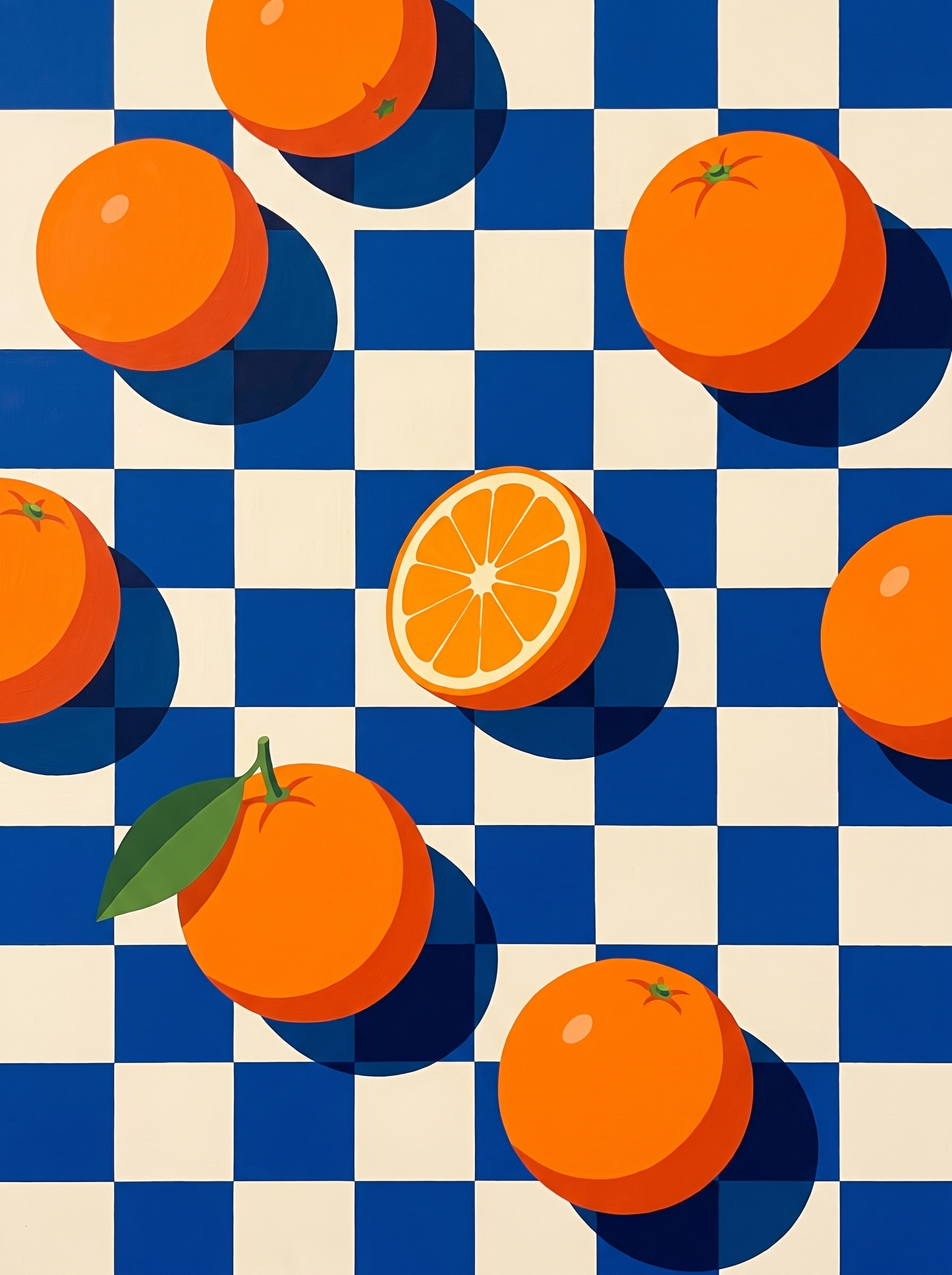 Oranges On Blue Checks