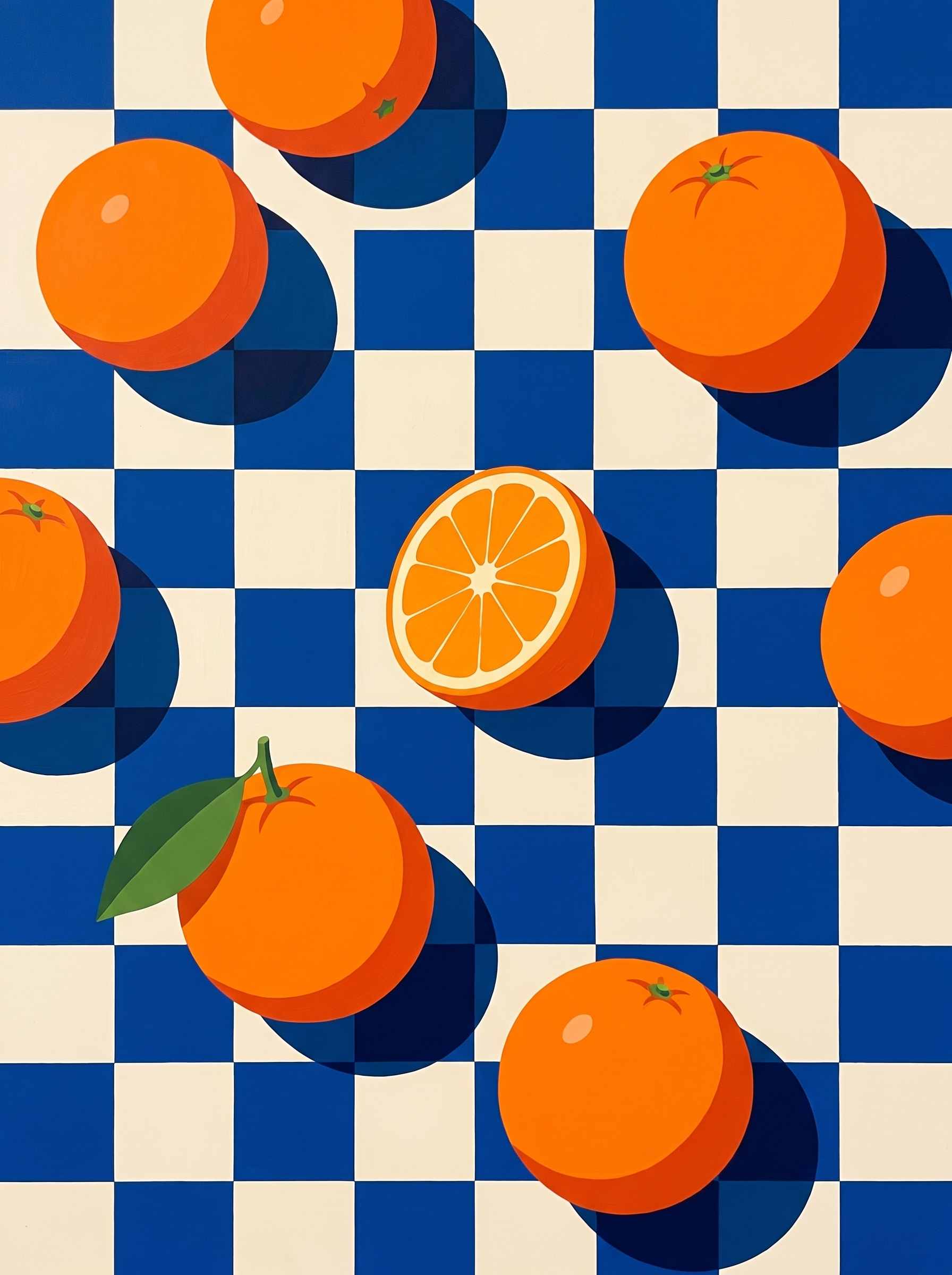 Oranges On Blue Checks