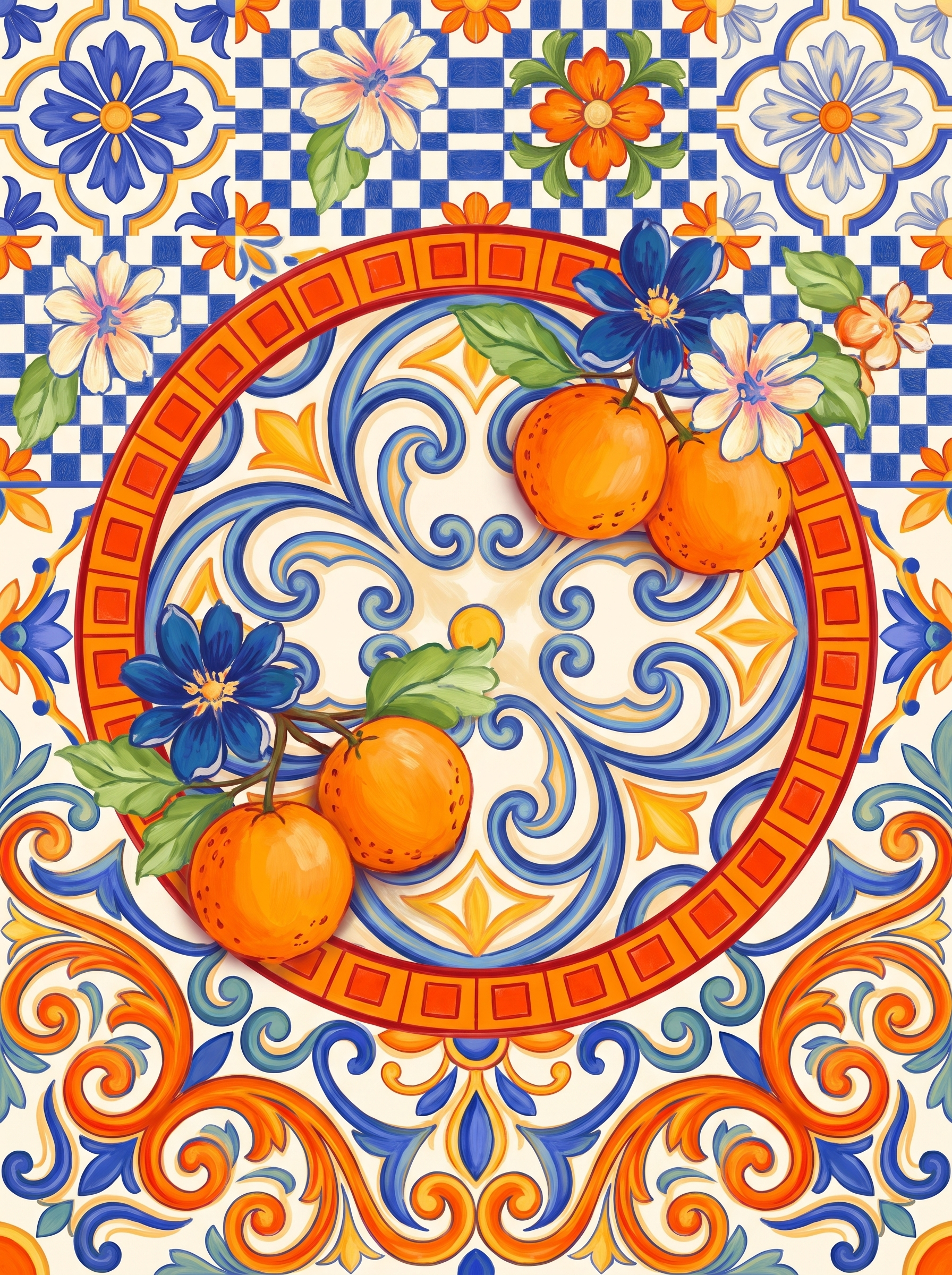Oranges On Majolica Tiles