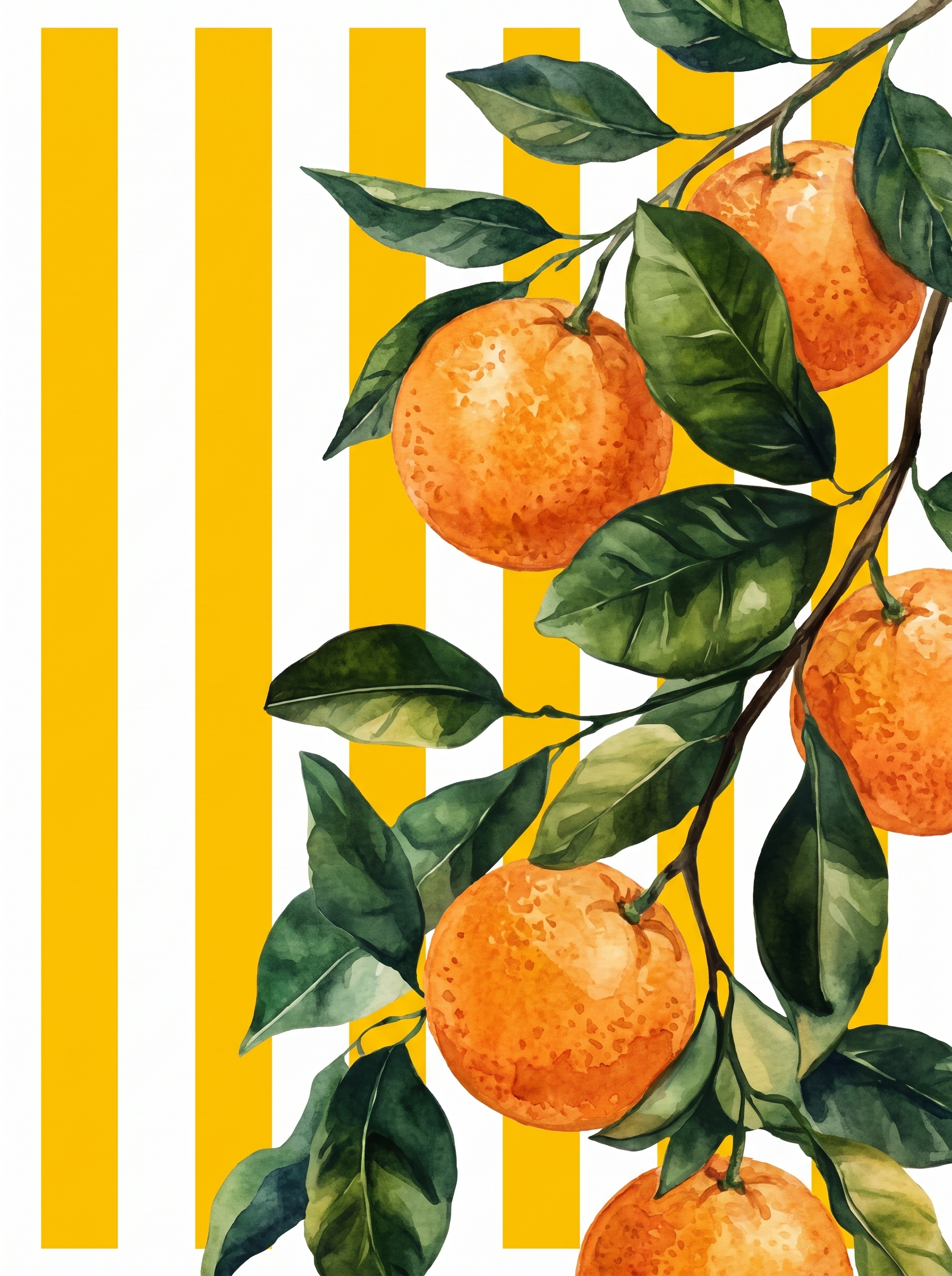 Oranges On Yellow Stripes