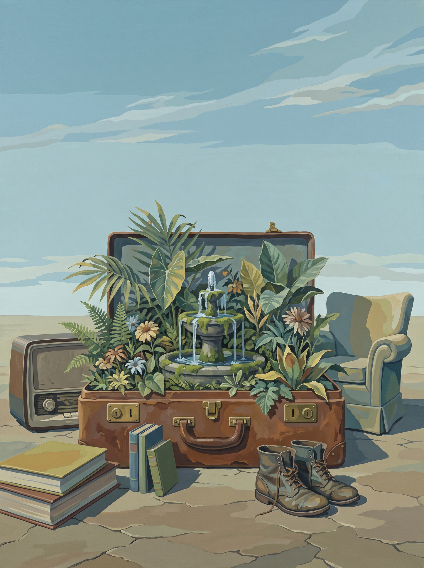 Overgrown Suitcase And Boots