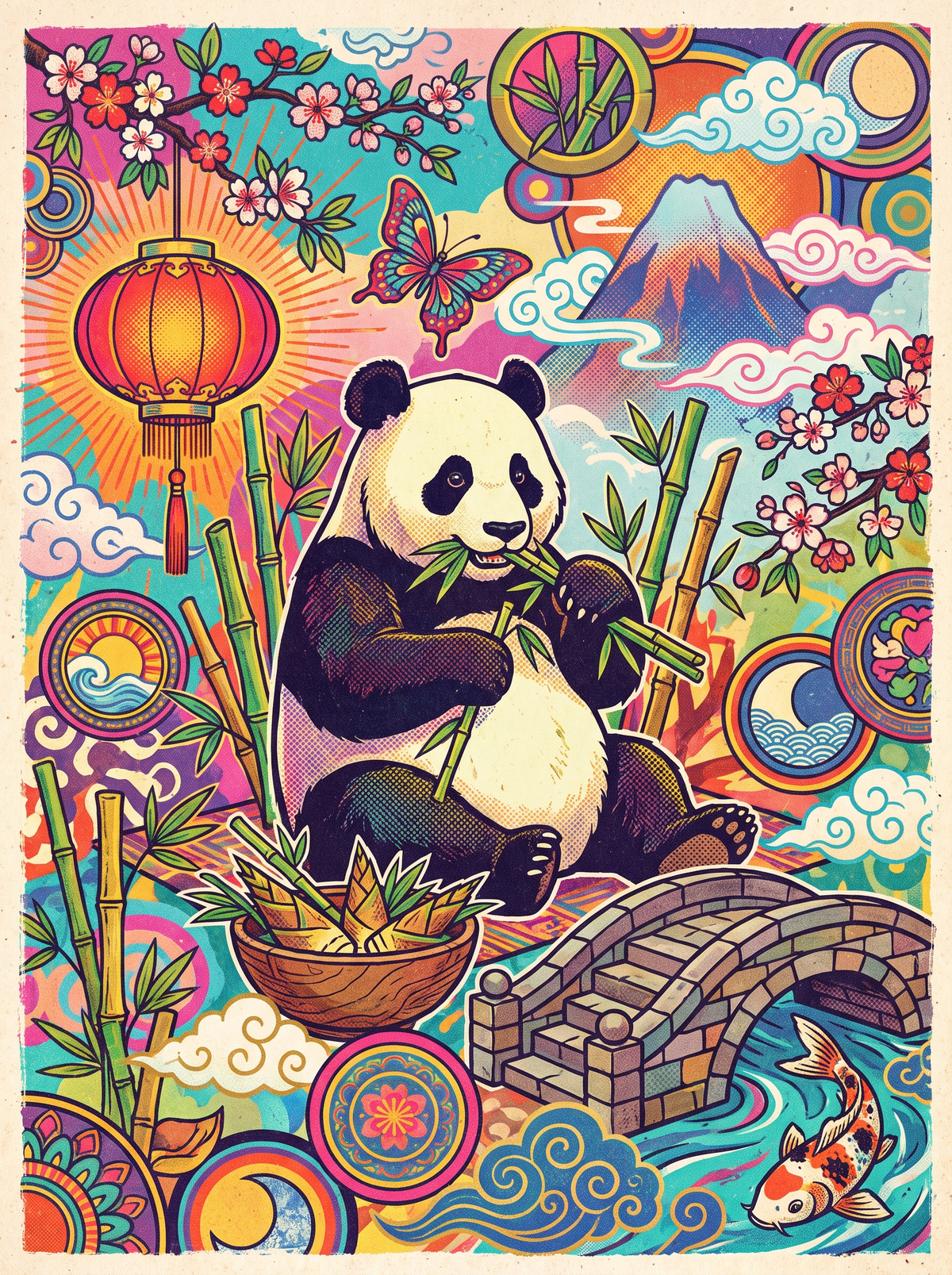 Panda Bamboo Lantern Scatter