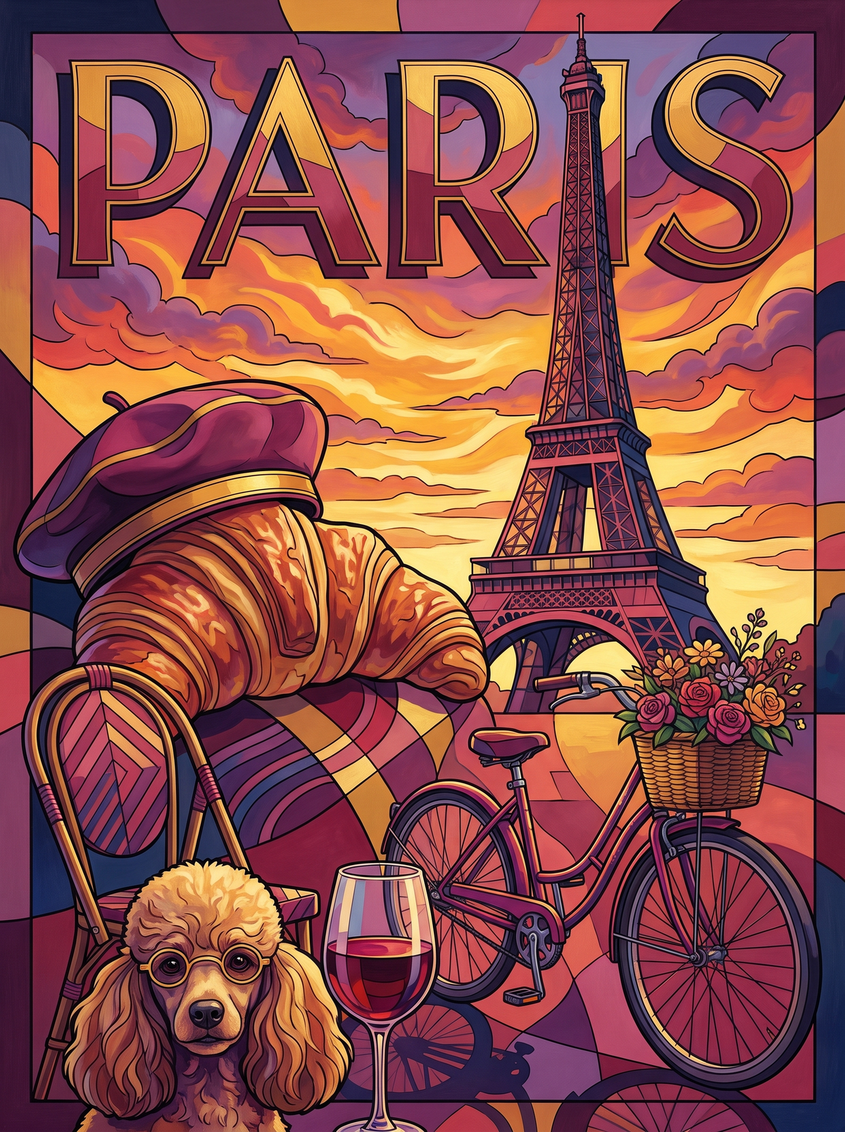 Paris Croissant And Eiffel