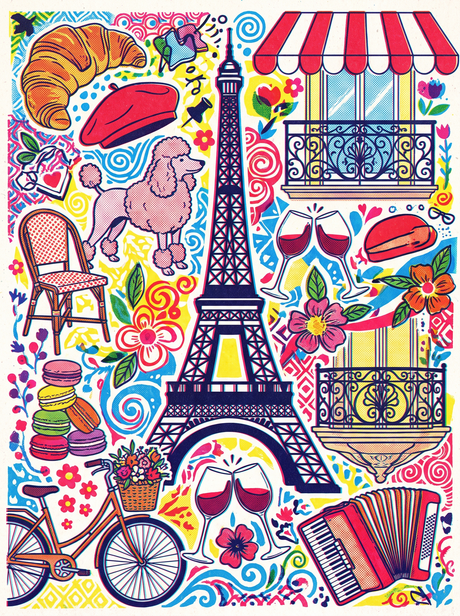 Paris Eiffel Poodle Scatter (150 Color Diamond Painting)