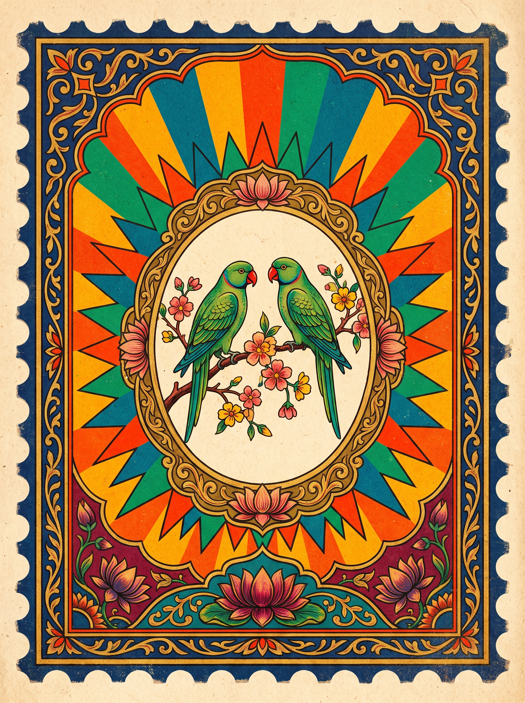 Parrot Pair Blossom Branch