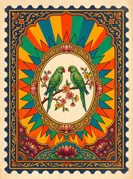 Parrot Pair Blossom Branch