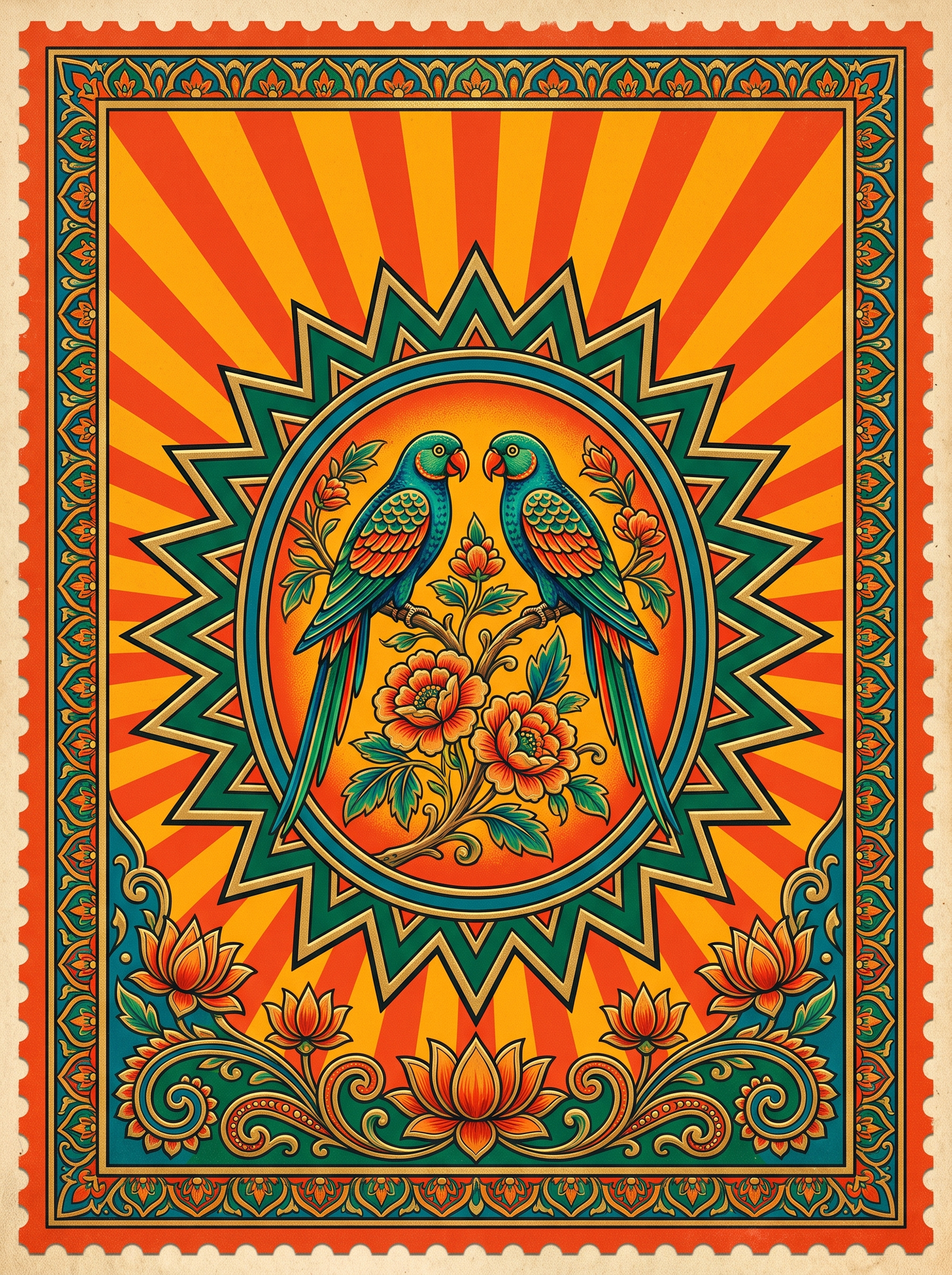 Parrot Pair Oval Frame