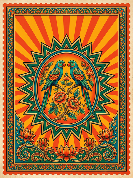 Parrot Pair Oval Frame