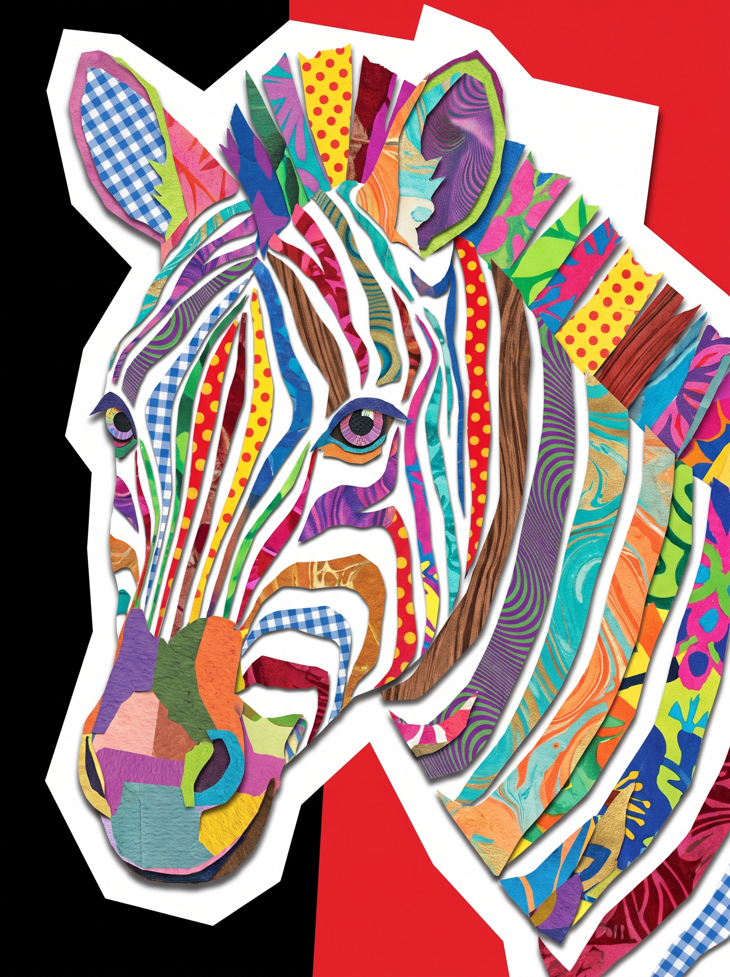 Patchwork Zebra Head