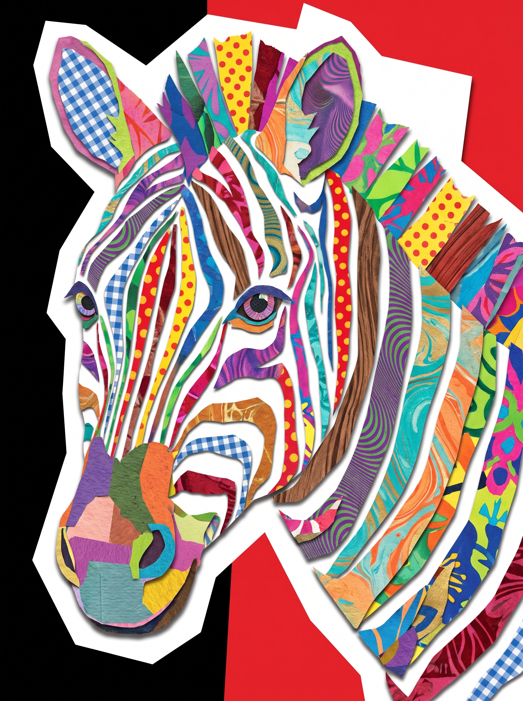 Patchwork Zebra Head