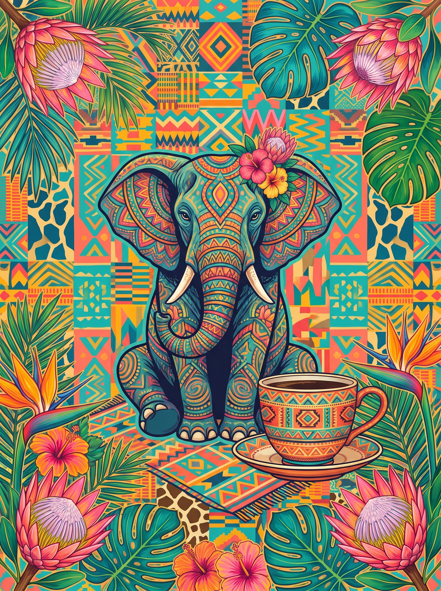 Patterned Elephant Teacup