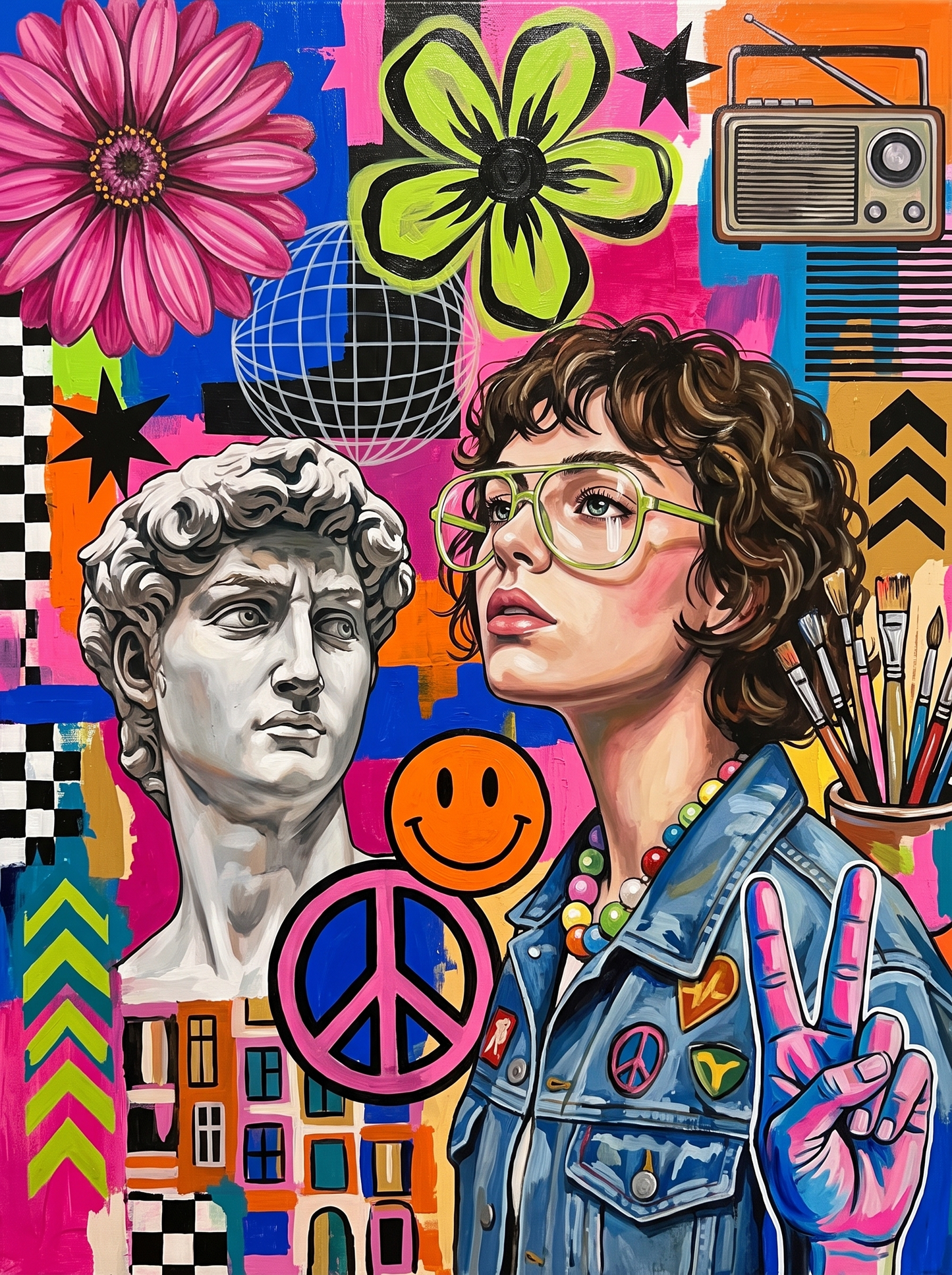 Peace Sign And Marble Bust