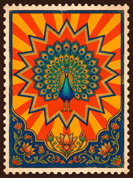 Peacock Starburst Stamp