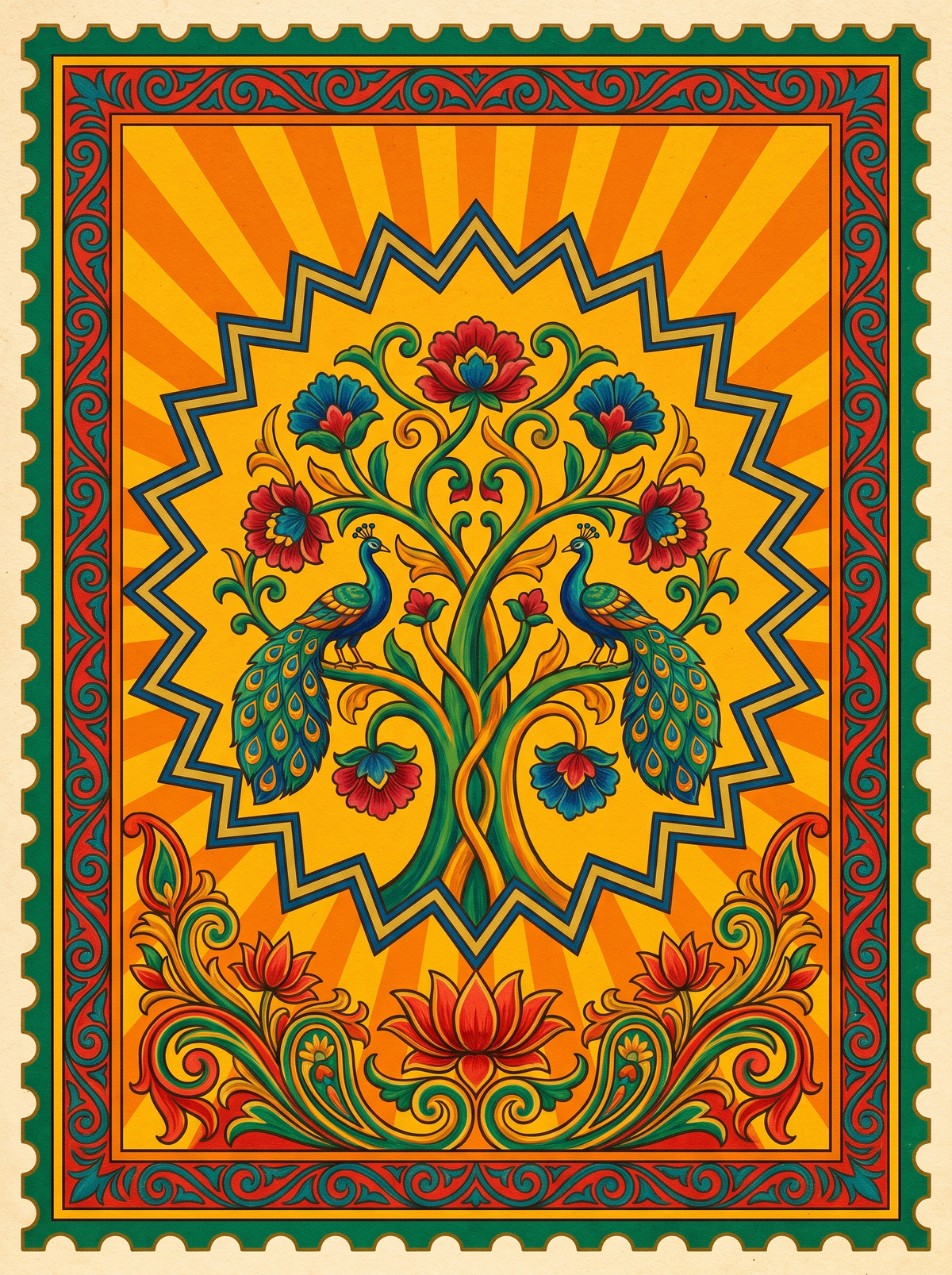 Peacocks Under Tree Of Life