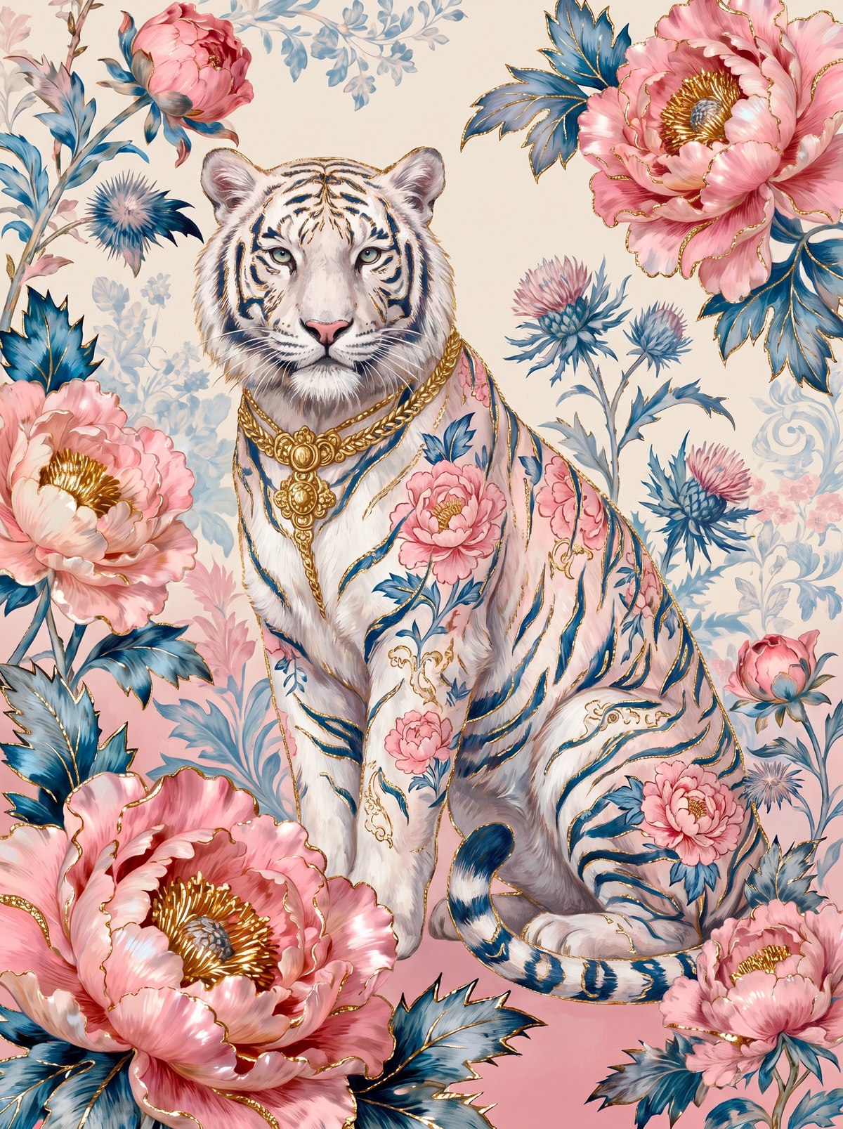 Peony Tiger In Gold