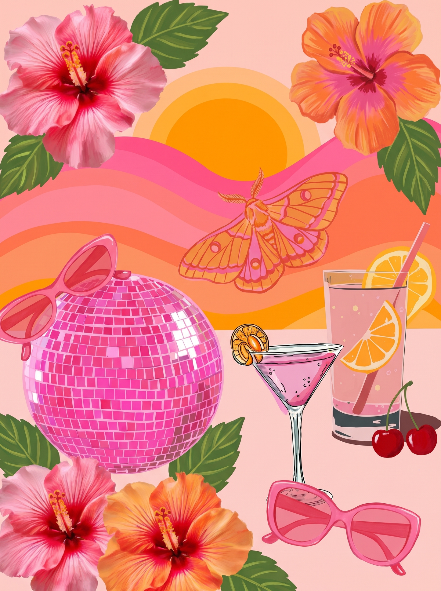 Pink Disco Ball Hibiscus