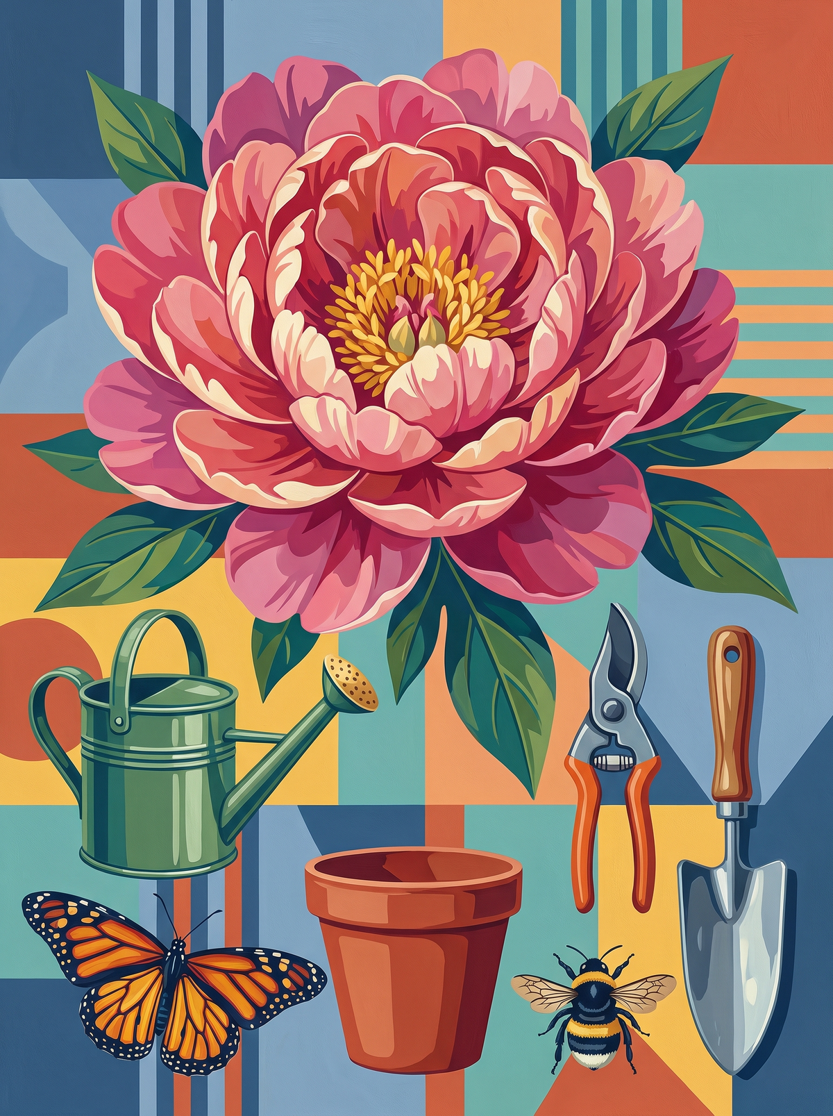 Pink Peony And Trowel