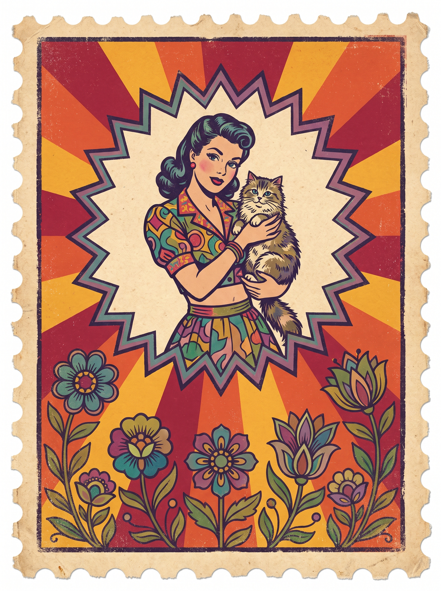 Pinup And Fluffy Cat