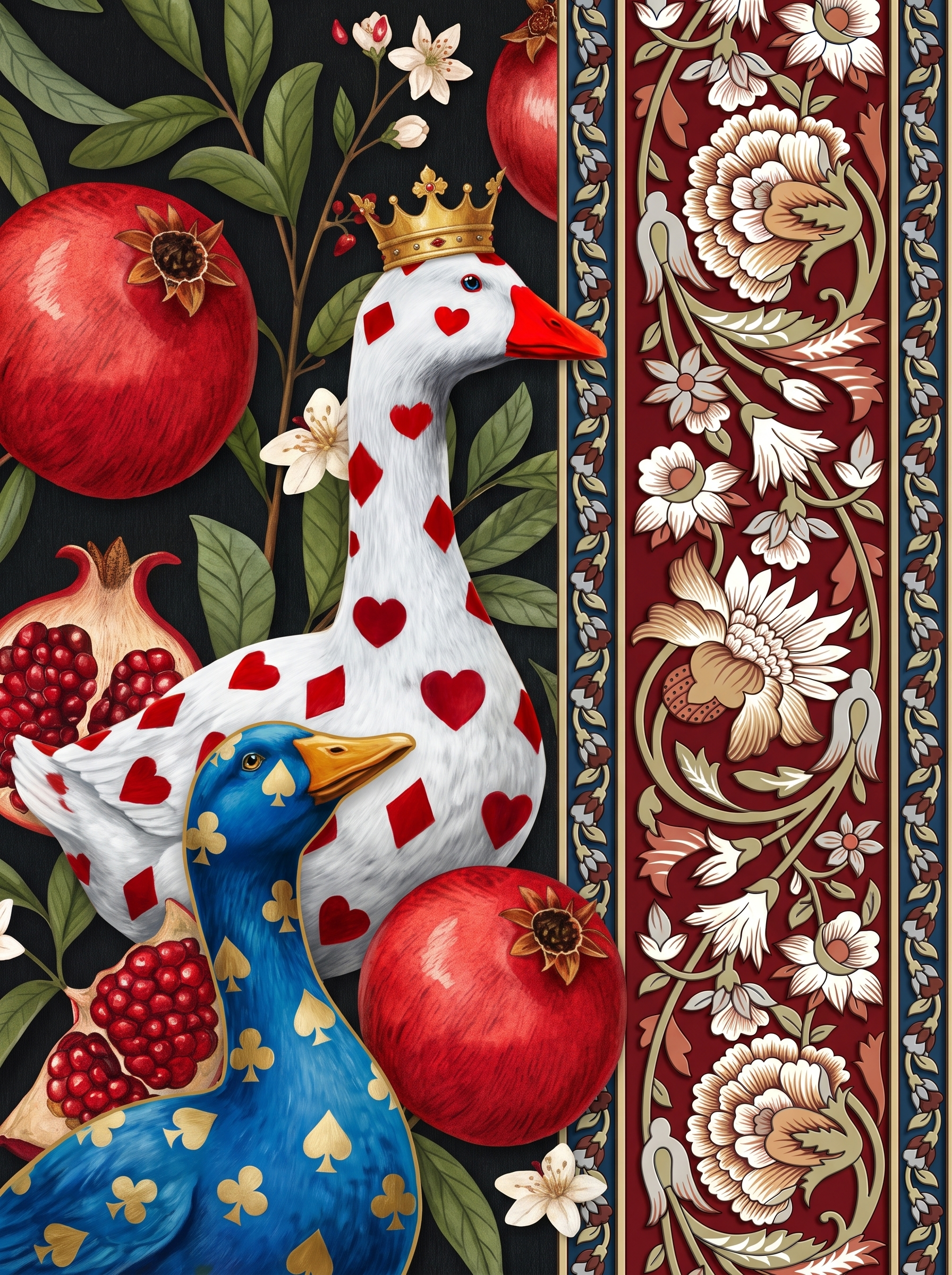 Playing Card Geese Pomegranates