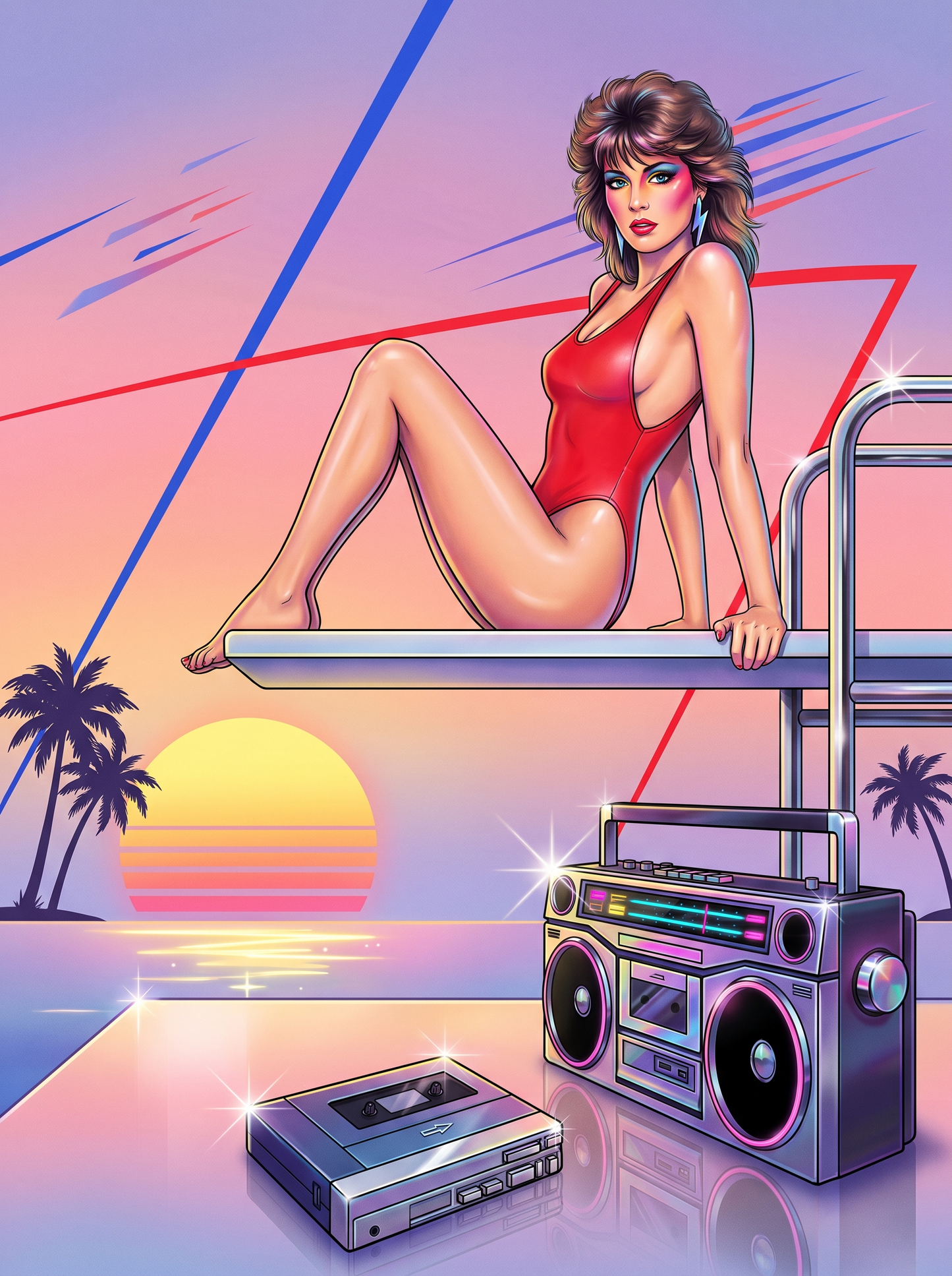 Poolside Boombox Sunset