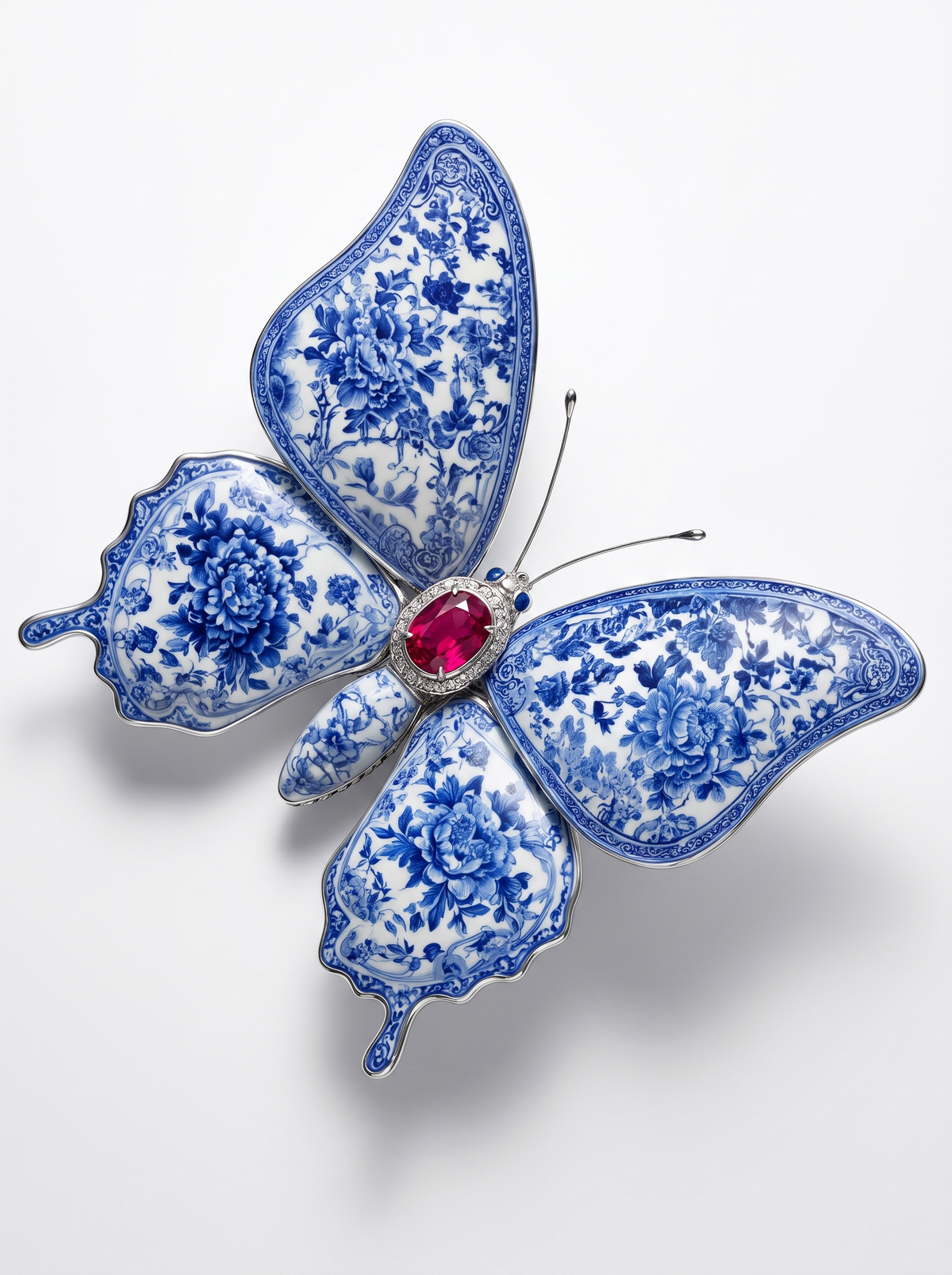Porcelain Butterfly With Ruby