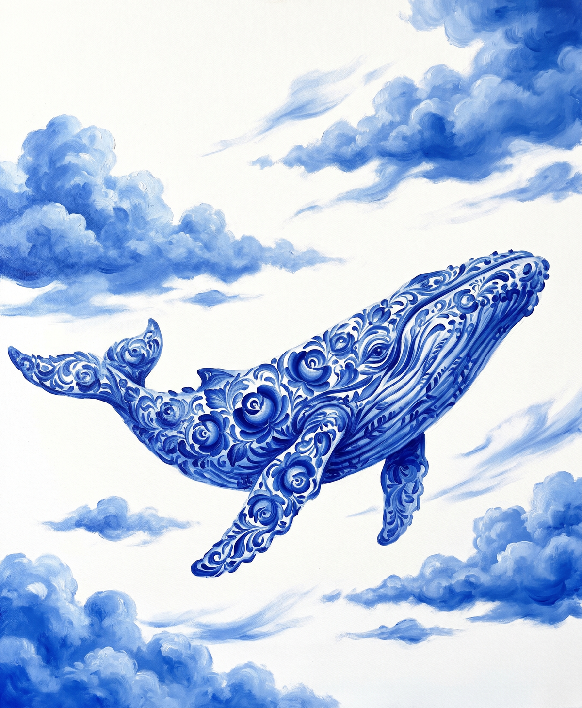 Porcelain Whale In Clouds