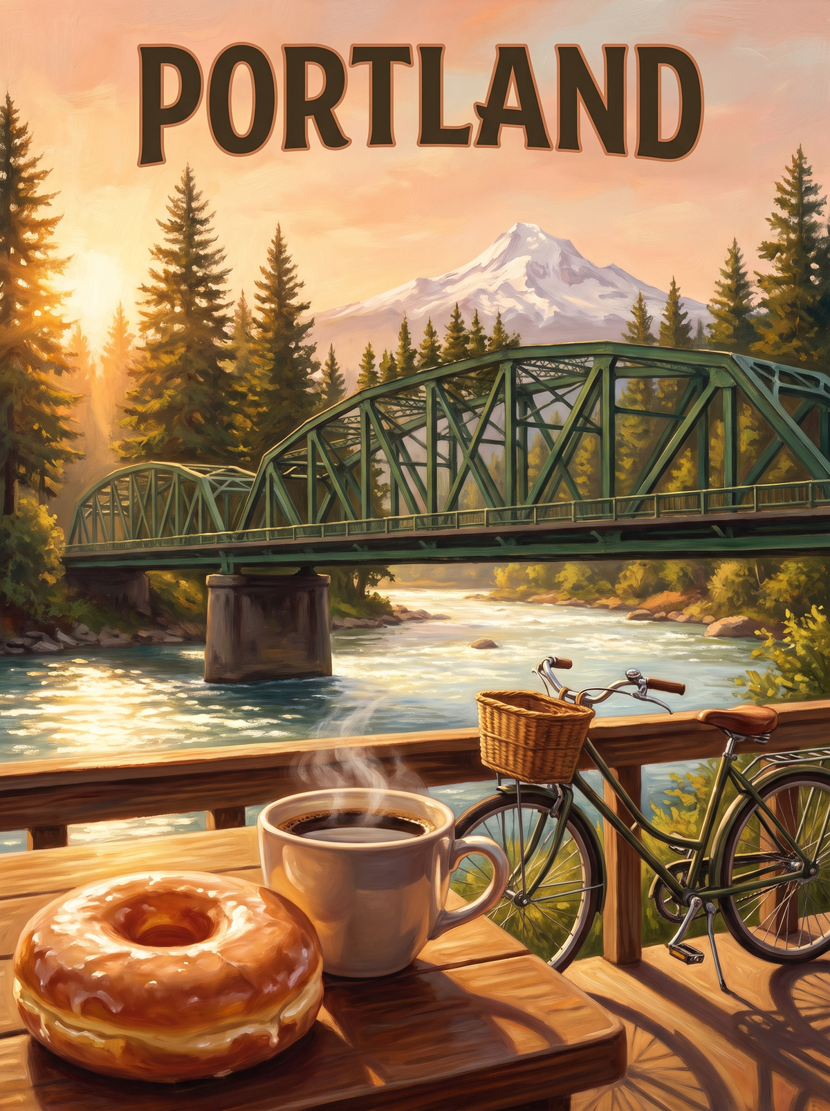 Portland Bridge And Doughnut