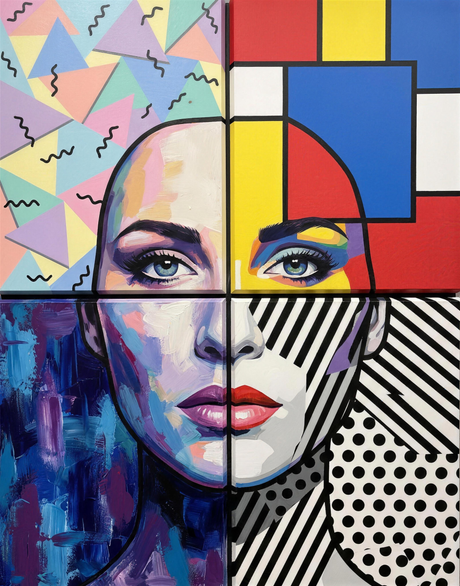 Quartered Mondrian Face
