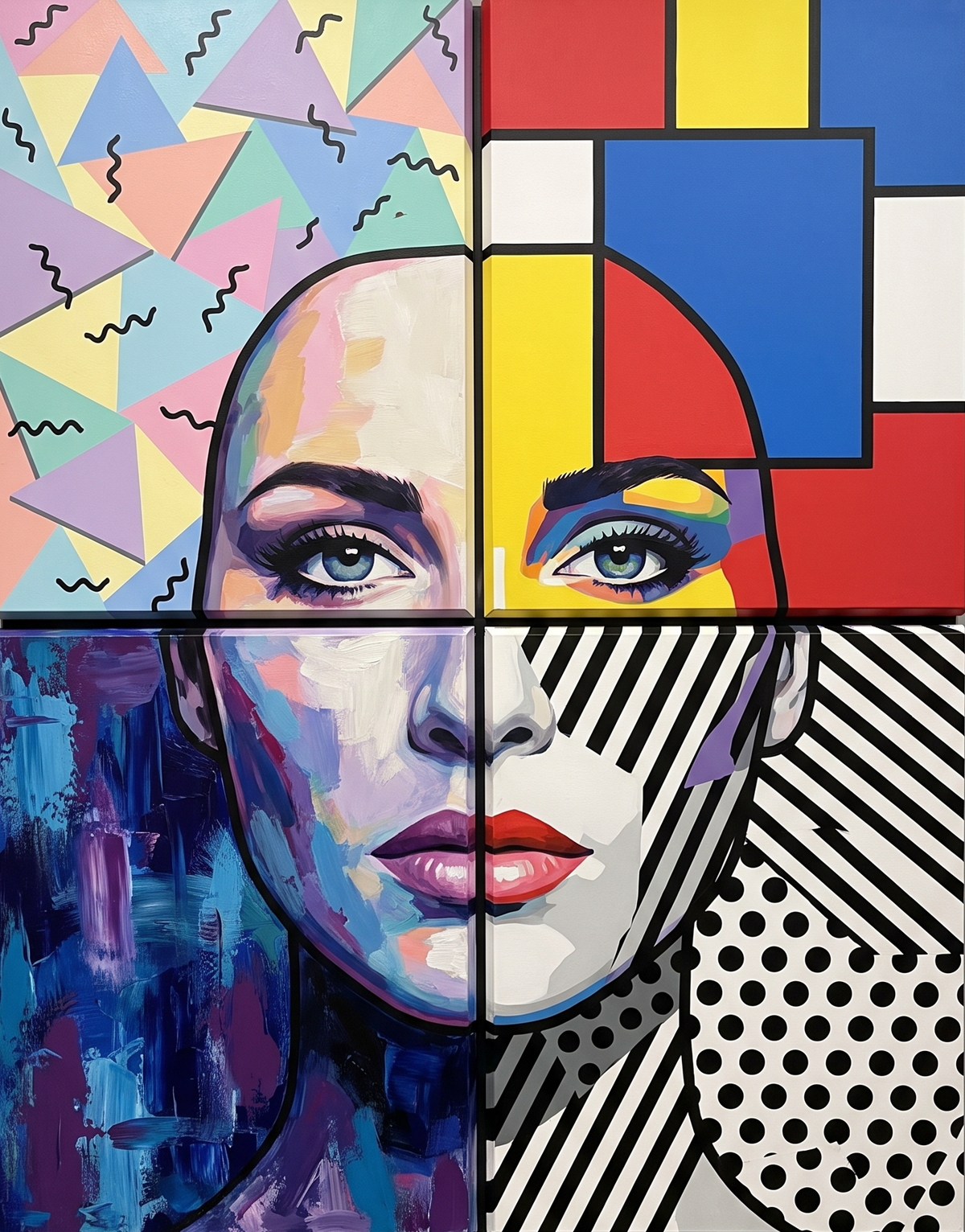 Quartered Mondrian Face