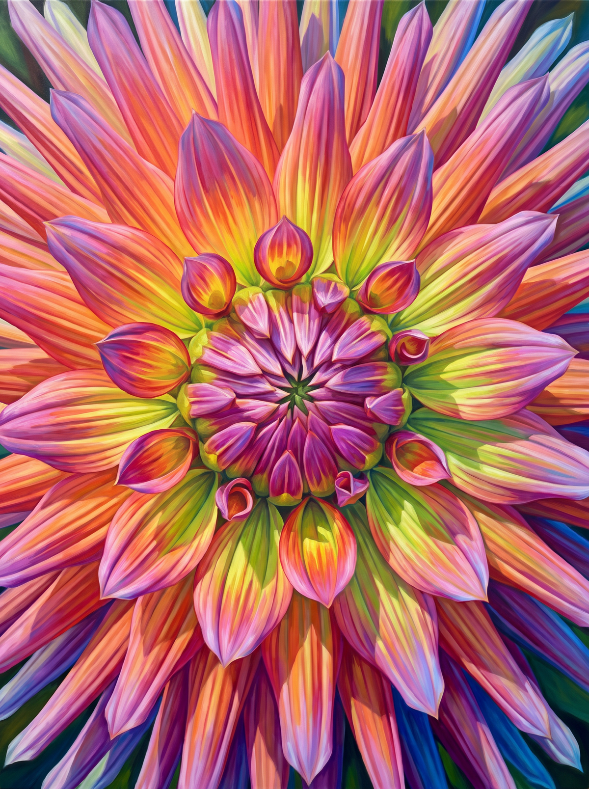 Rainbow Dahlia Starburst
