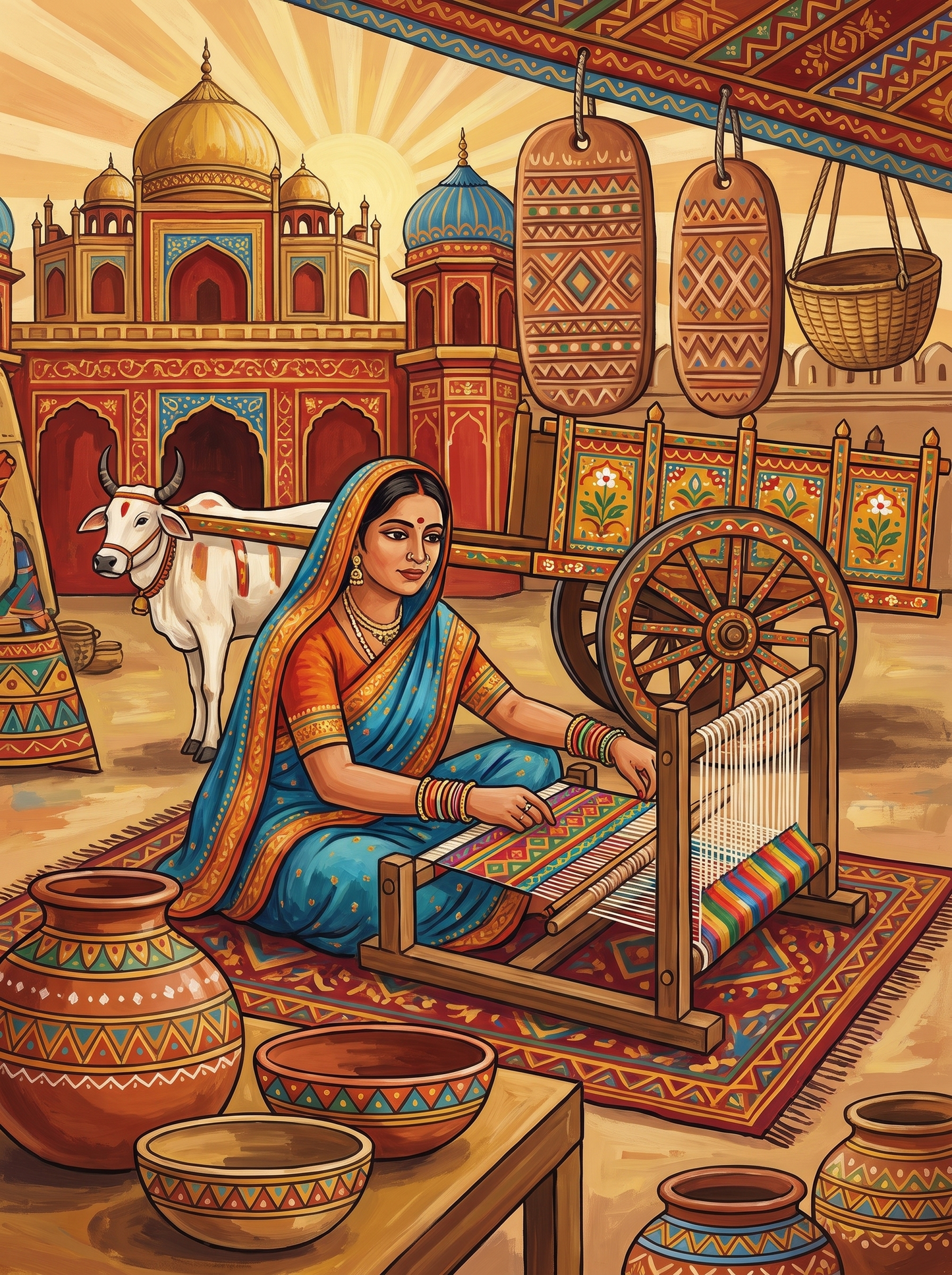 Rajasthan Weaver At Loom