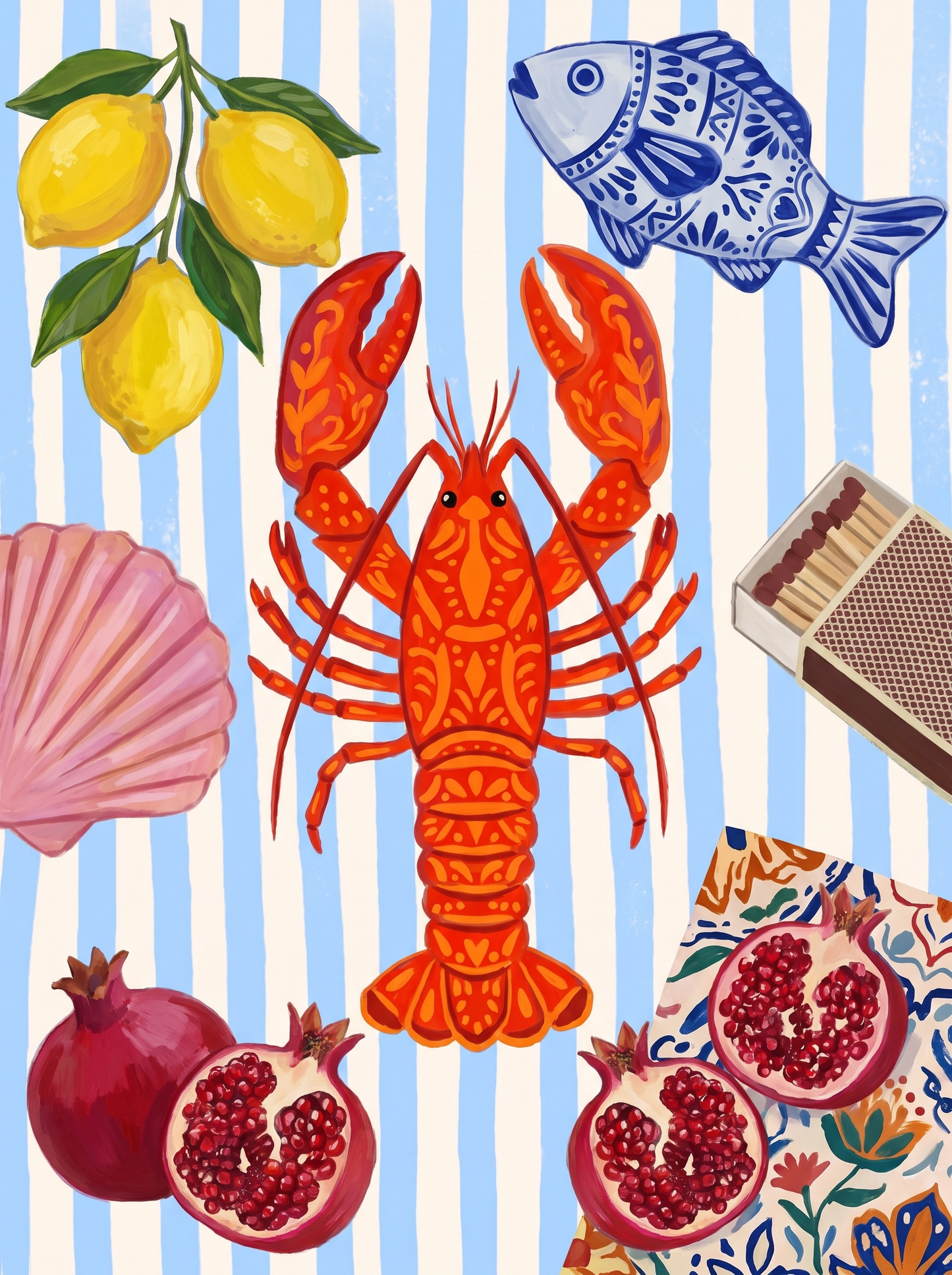 Red Lobster Blue Stripes