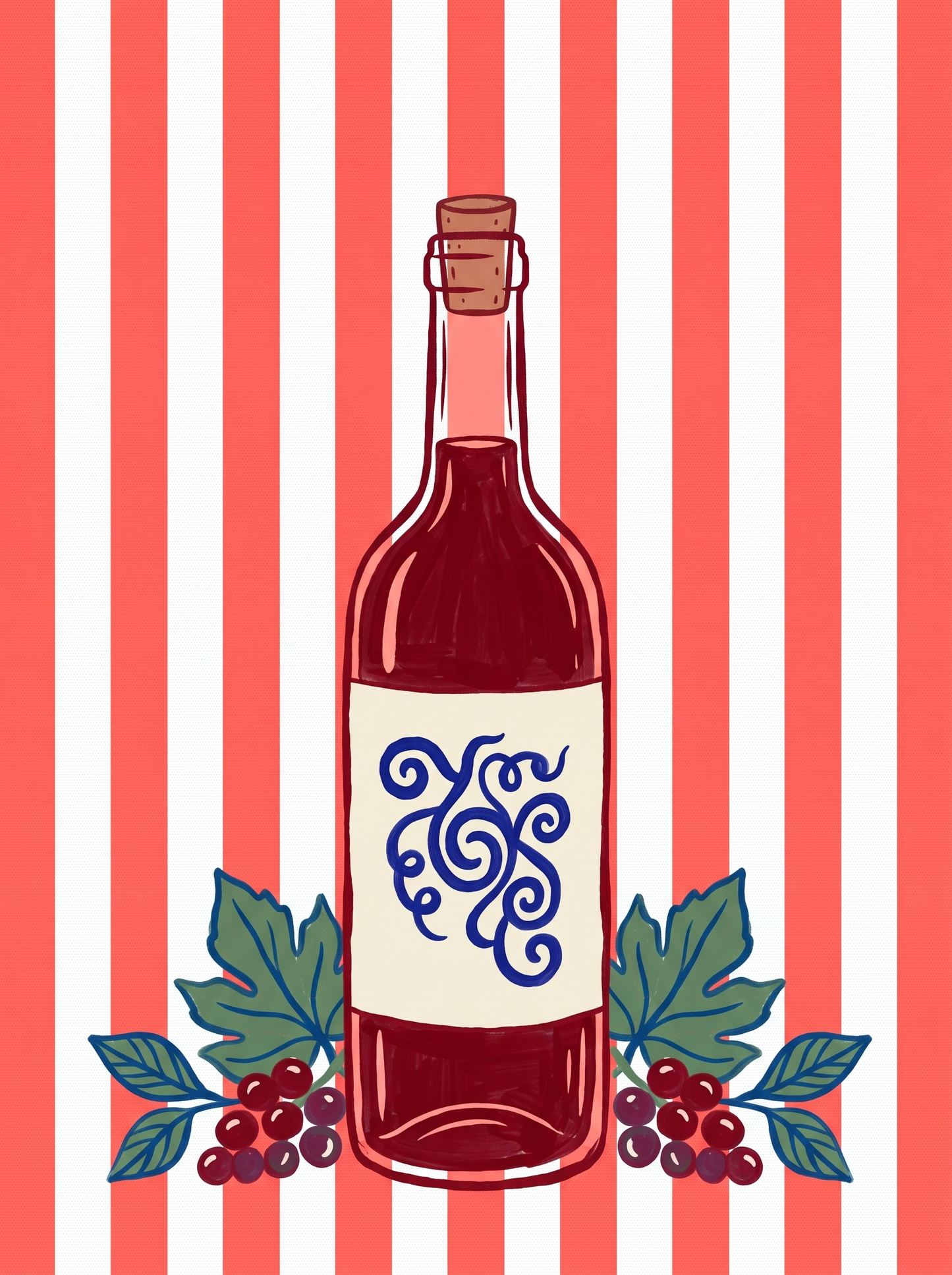 Red Wine Bottle Stripes