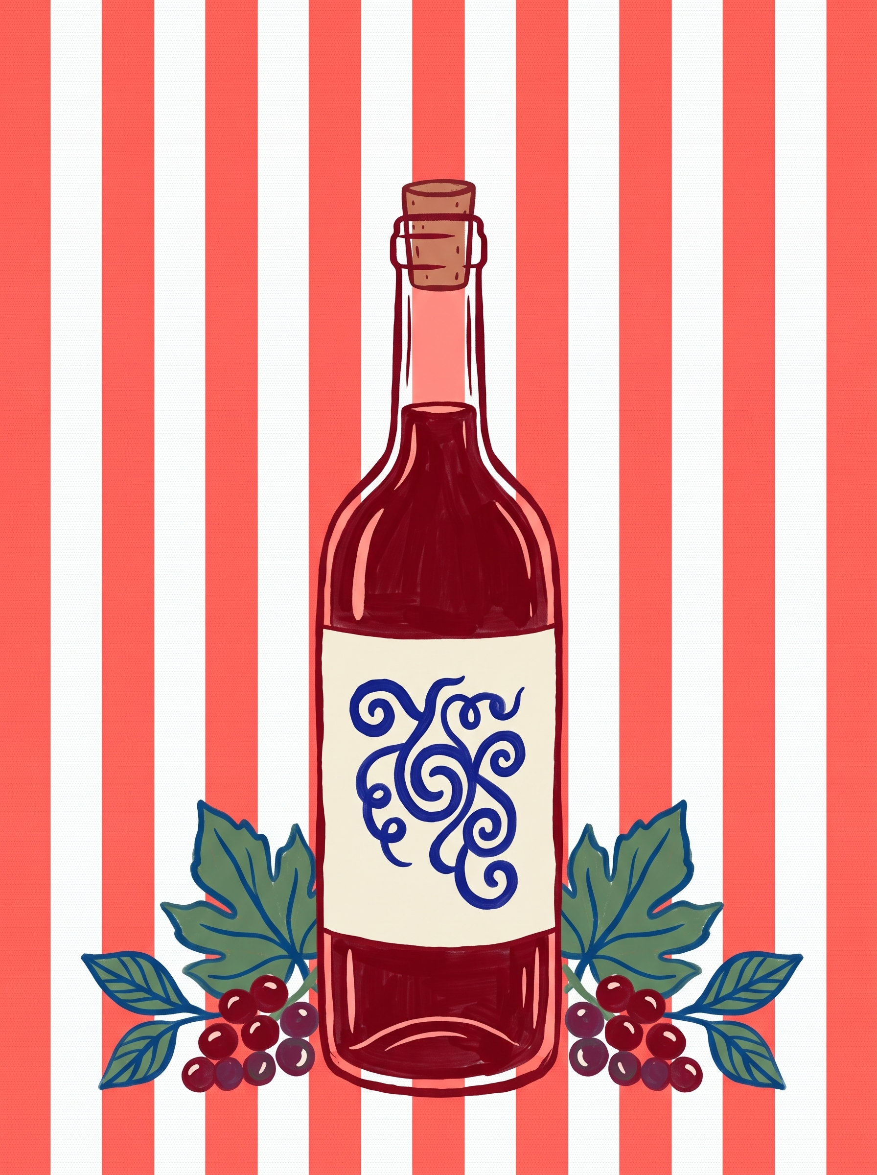 Red Wine Bottle Stripes