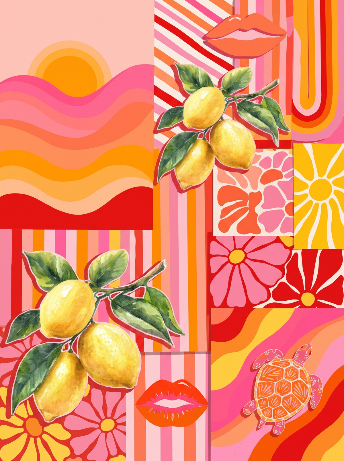 Retro Lemon Sunset Tiles