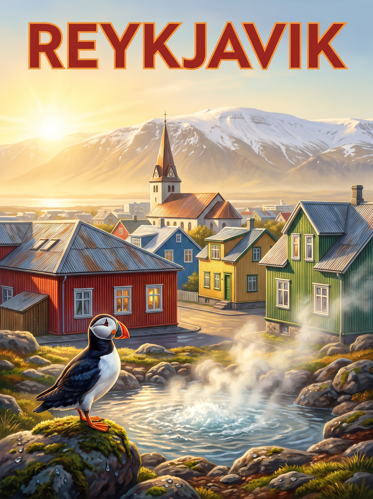 Reykjavik Puffin Rooftops