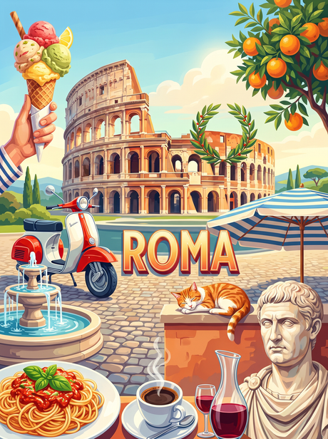 Roma Colosseum Scooter (150 Color Diamond Painting)