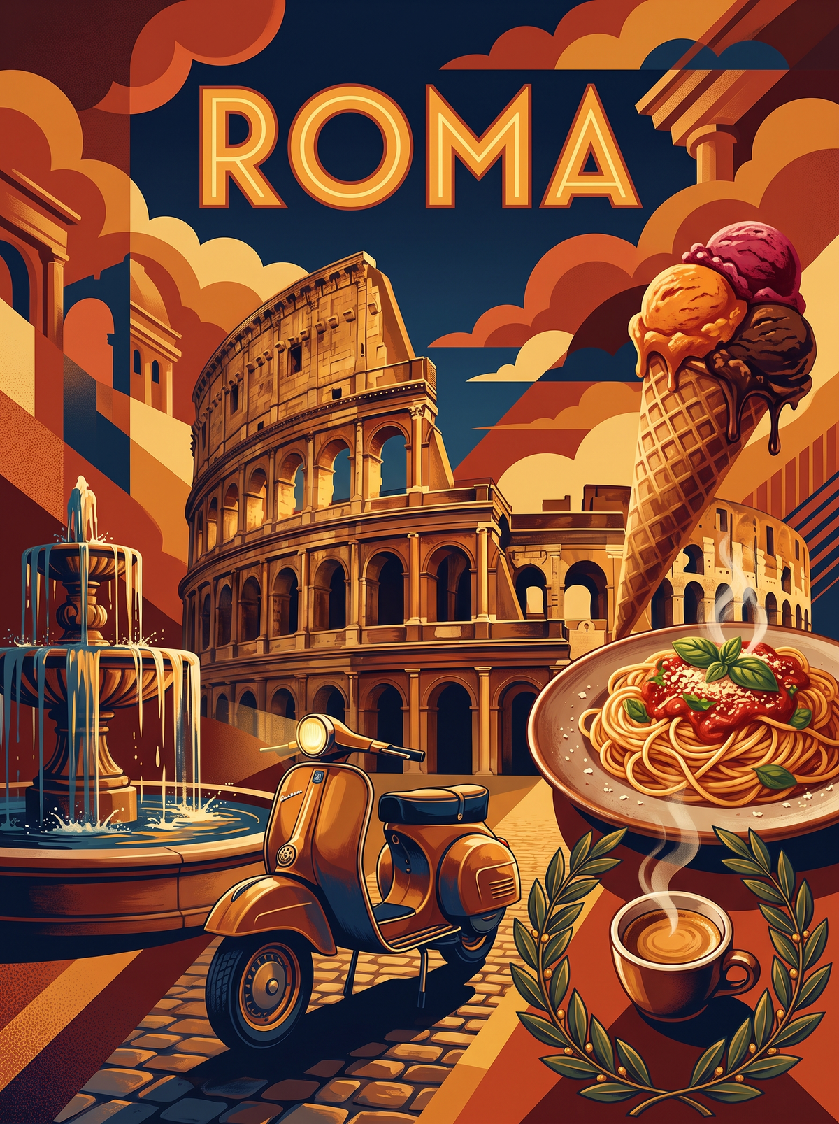 Roma Gelato And Colosseum