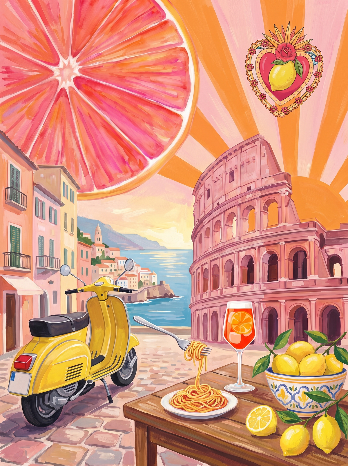 Rome Scooter Pasta Sunset