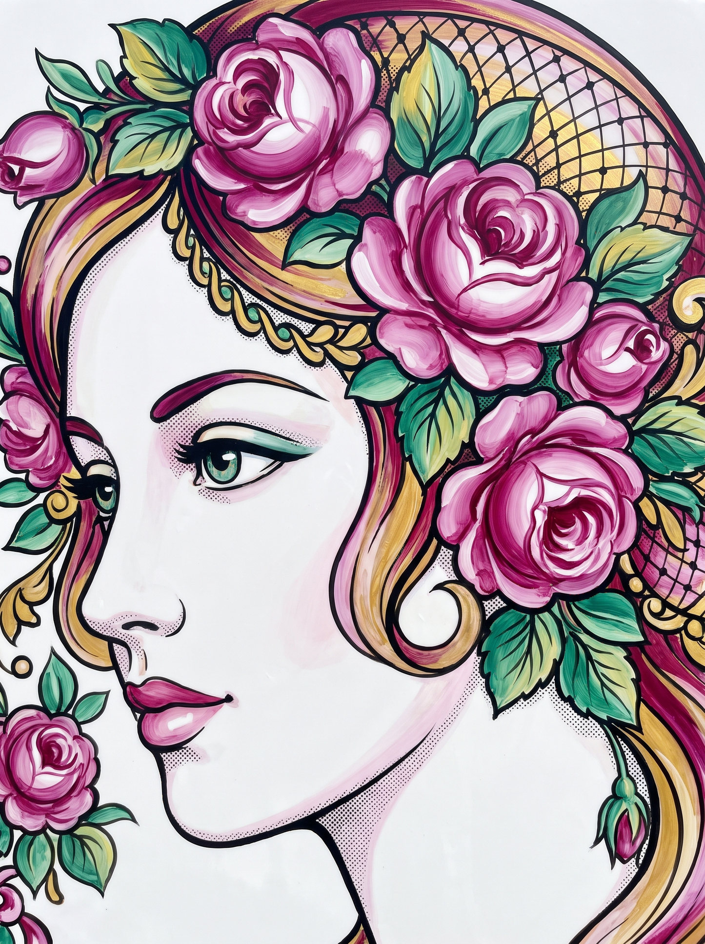 Rose Crowned Woman Profile