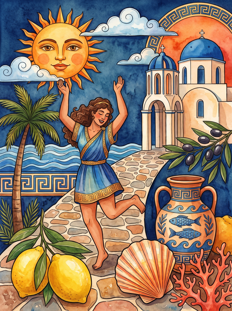 Santorini Dancing Girl (150 Color Diamond Painting)