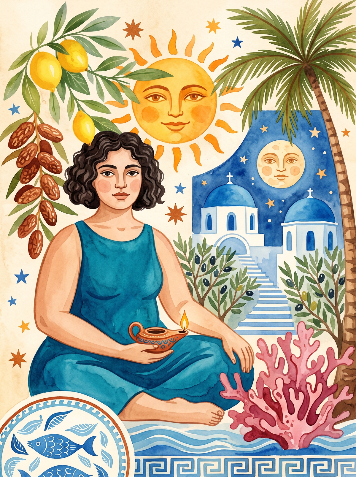 Santorini Oil Lamp Woman