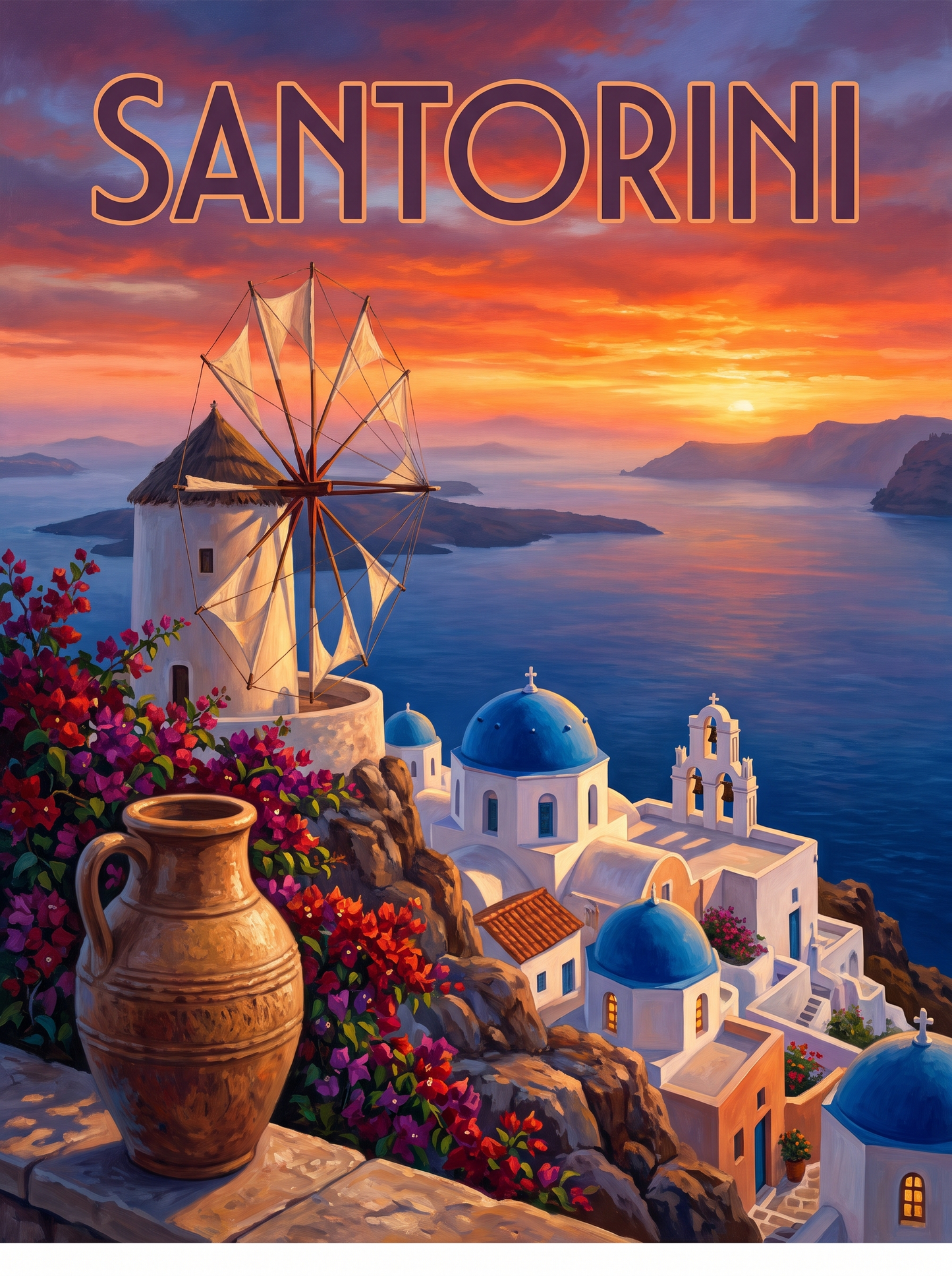 Santorini Windmill Sunset