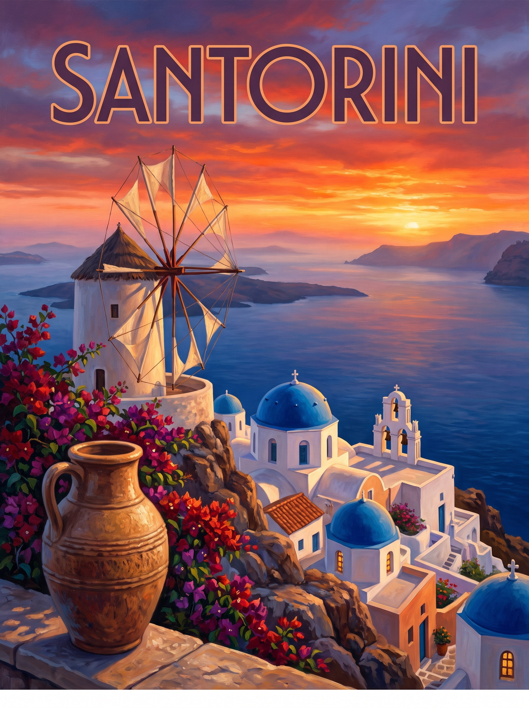 Santorini Windmill Sunset