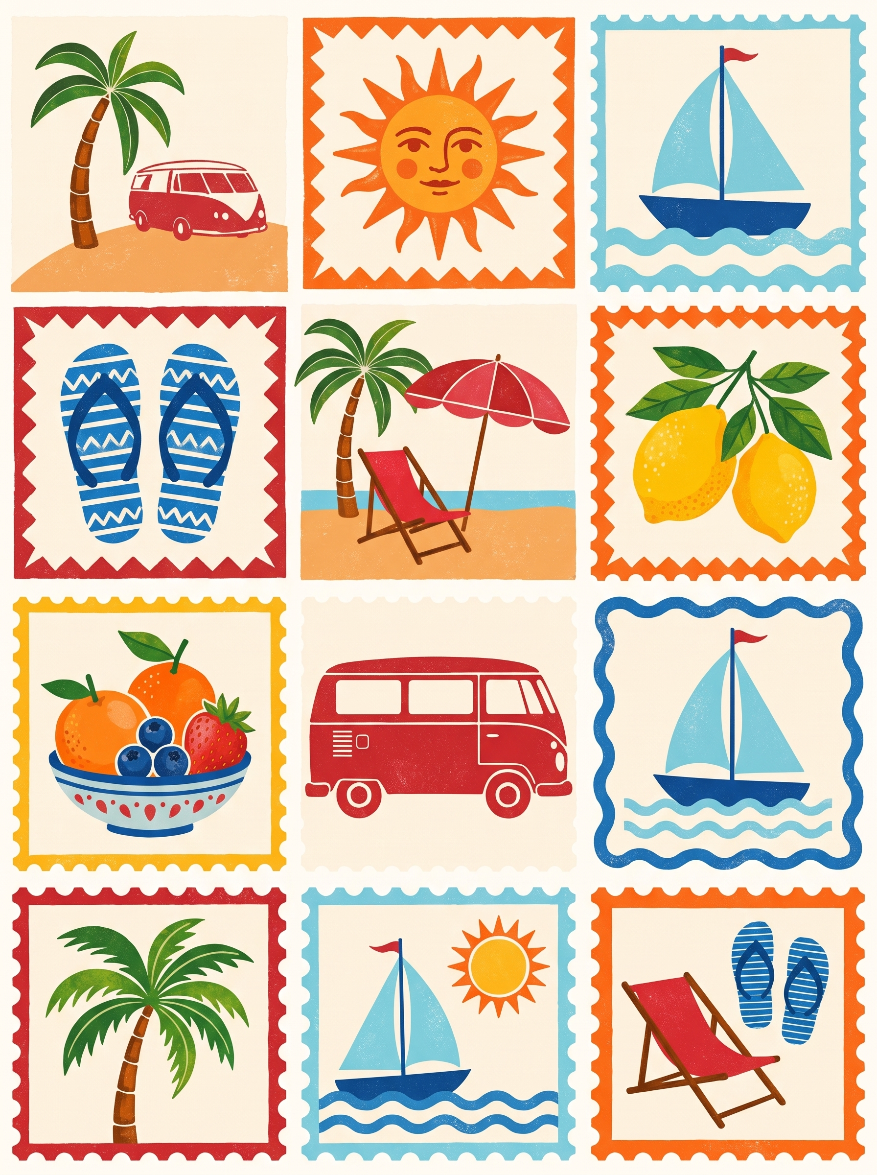 Seaside Stamp Squares